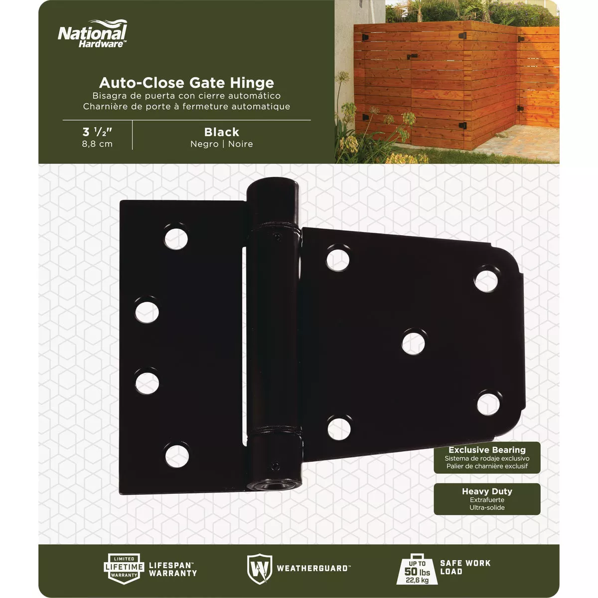 National Hardware 3-1/2 In. Black Heavy-Duty Spring Gate Hinge
