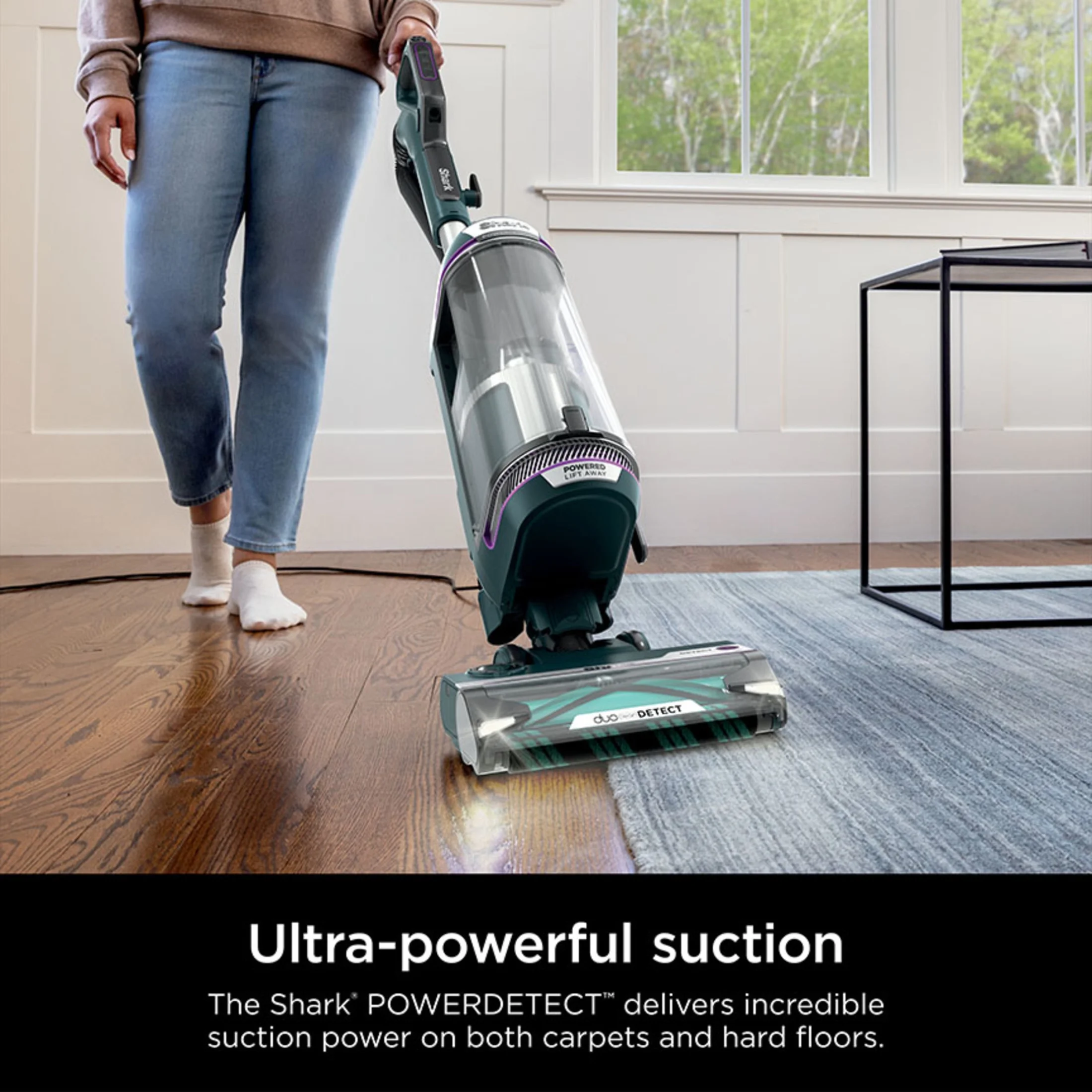 Shark POWERDETECT Upright Vacuum, Pet-Friendly, Two Brushroll System, Powerful Suction, DuoClean Detect, Self-cleaning Brushroll, Odor Neutralizer, LED Lights, AZ4000 Black/Teal