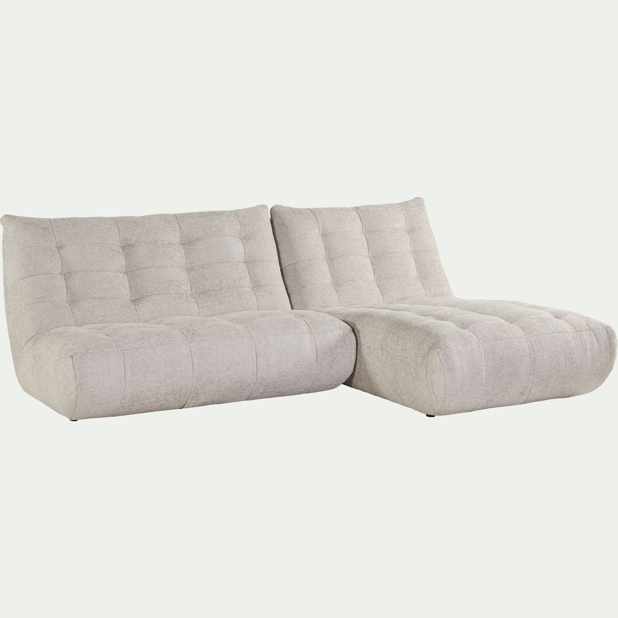 SCALO - Canapé modulable avec méridienne en tissu chenille - beige roucas