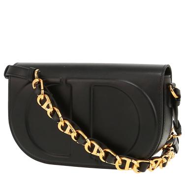 Dior CD Signature shoulder bag in black smooth leather