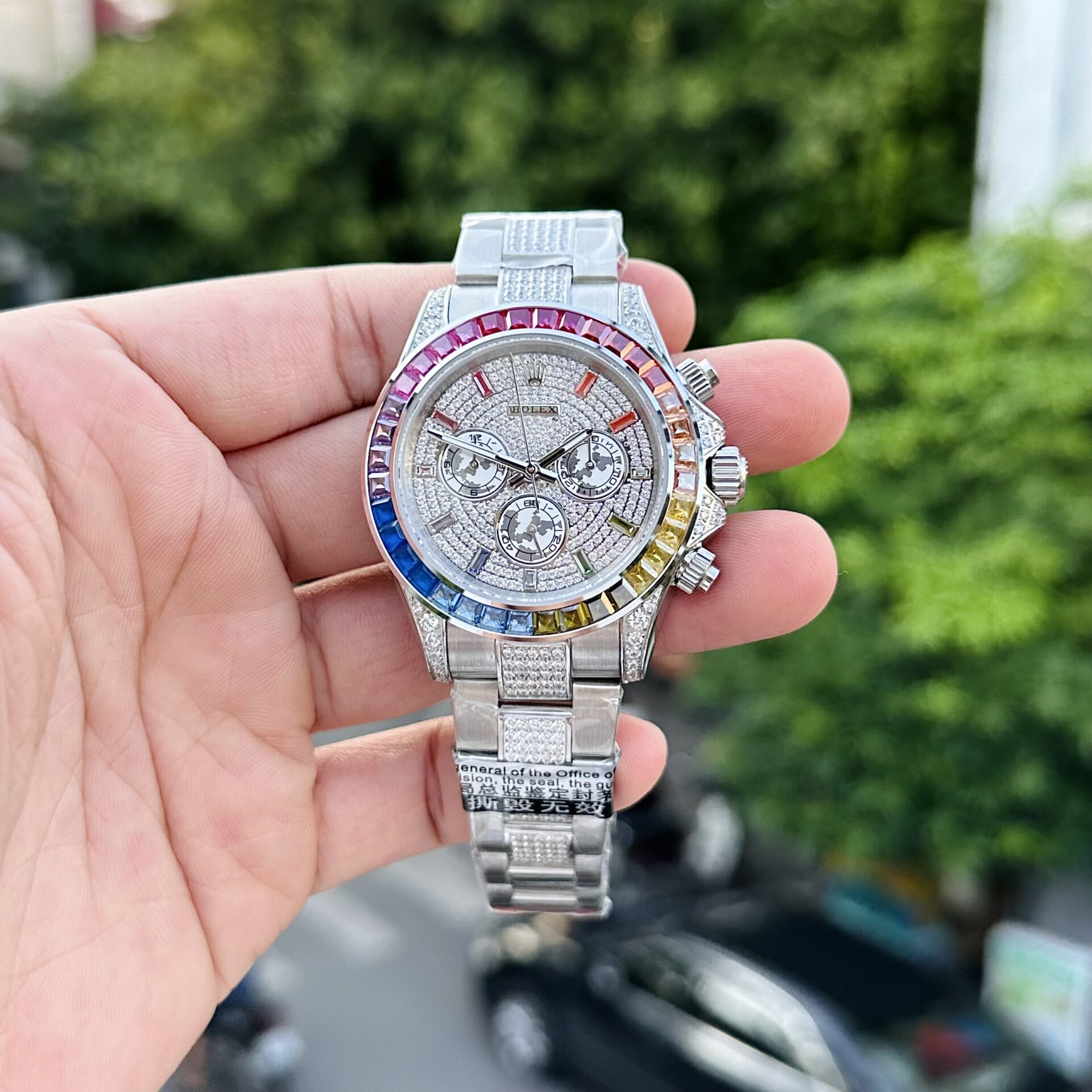 Rolex Daytona Rainbow Best Replica Watch With Full Stone Dial 40mm - Elite Watch Atelier