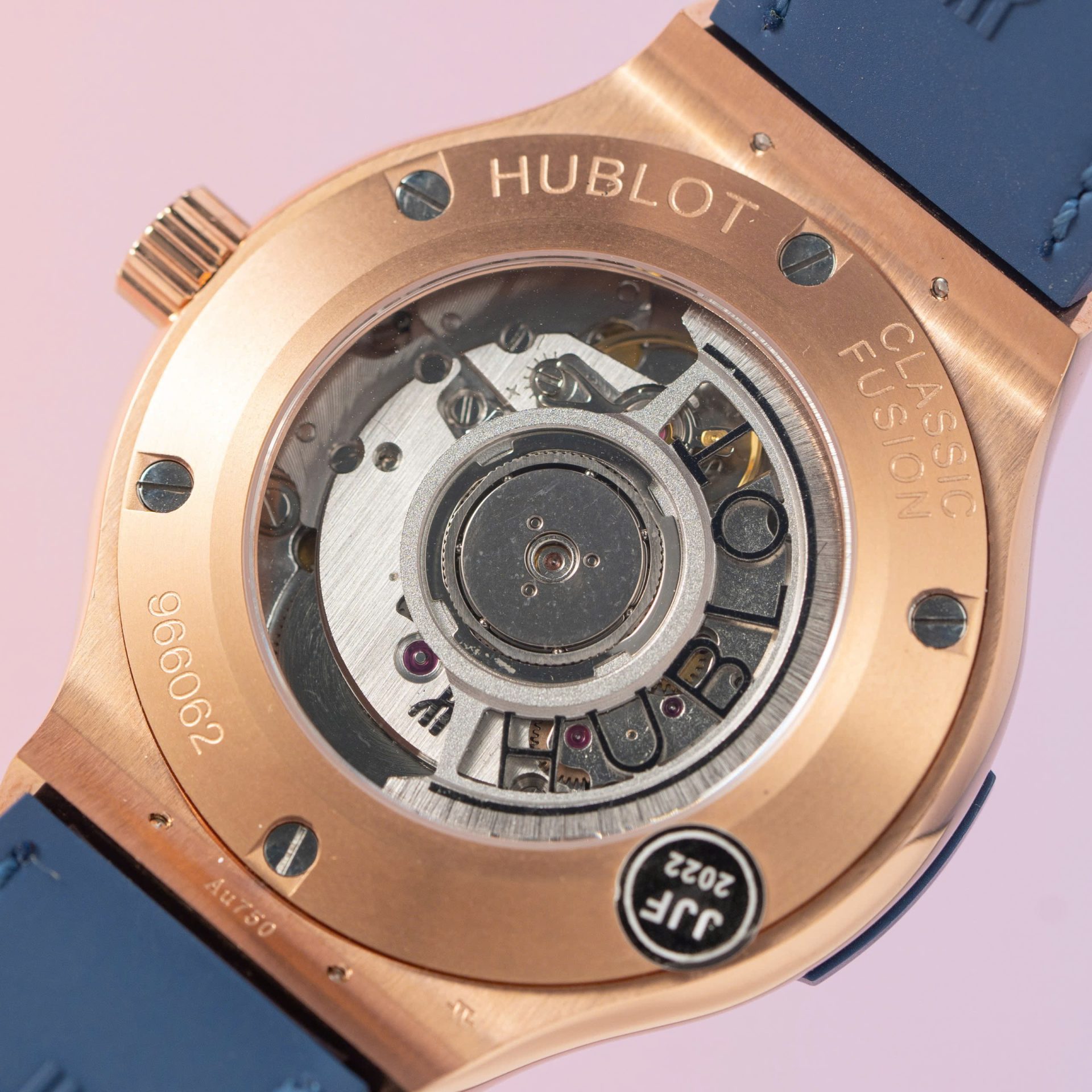 Hublot Replica Watch Classic Fusion King Gold Blue Dial Moissanite Diamond Bezel 38mm - Top club