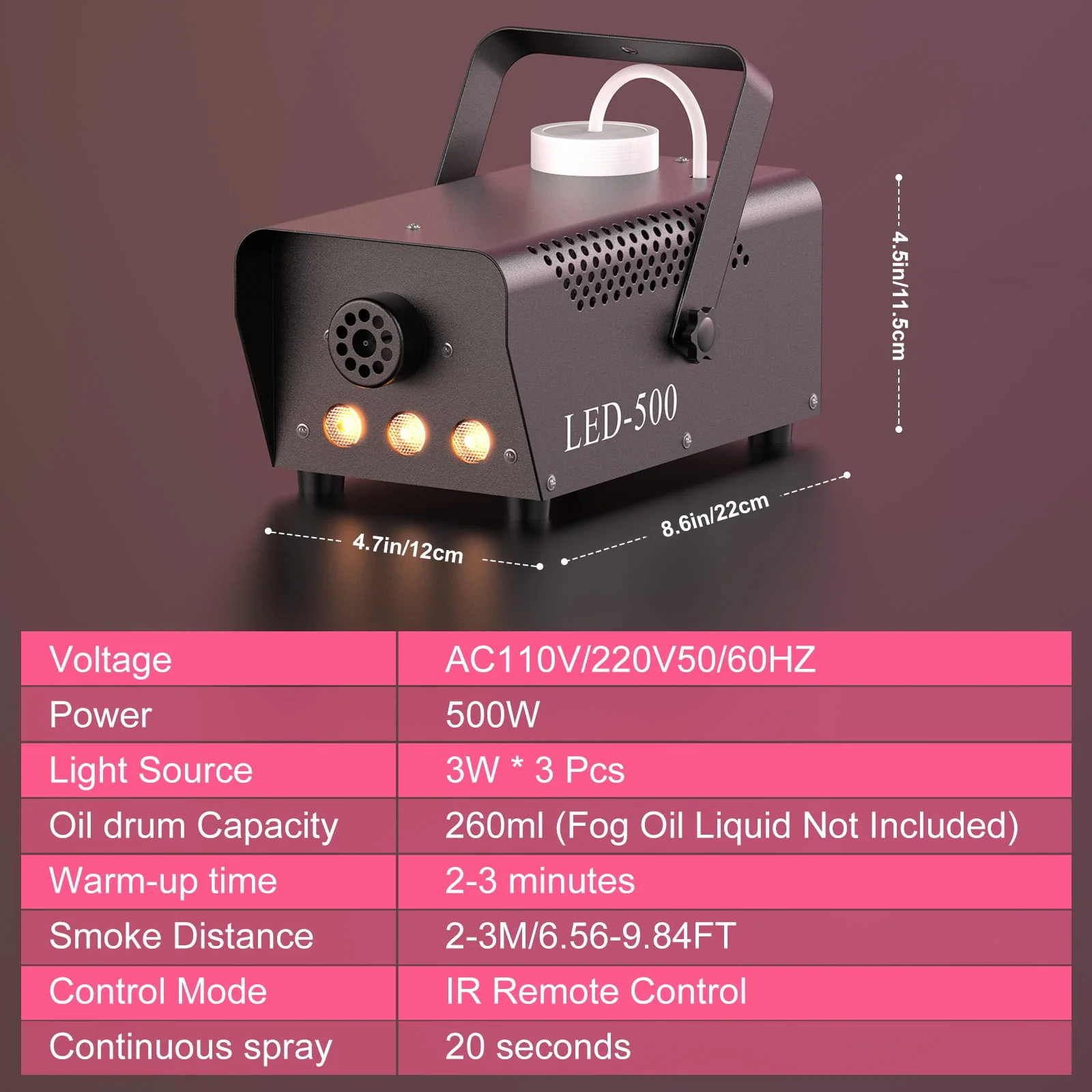Halloween Fog Machine 500W RGB LED Smoke Machine Stage Lighting Effect with Remote Control for Halloween Wedding DJ Show Concert Bar Party - Image 9 Halloween Fog Machine 500W RGB LED Smoke Machine Stage Lighting Effect with Remote Control for Halloween Wedding DJ Show Concert Bar Party - Image 9