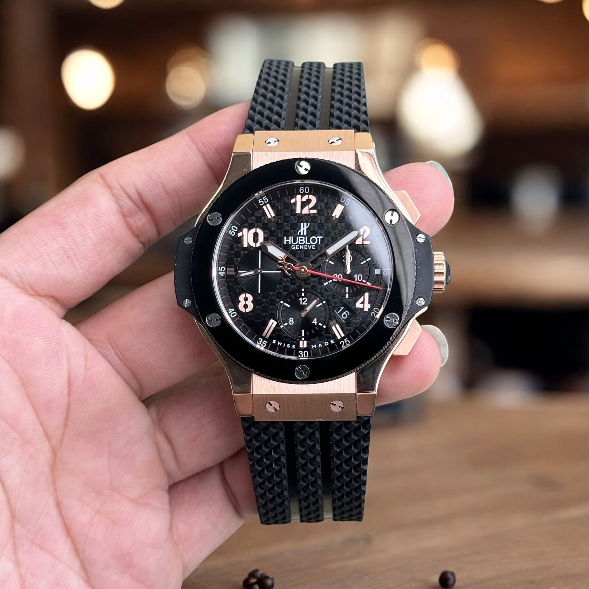 Hublot Rep 1:1 Watch Big Bang Chronograph King Gold Black Ceramic Bezel 44mm - Top club