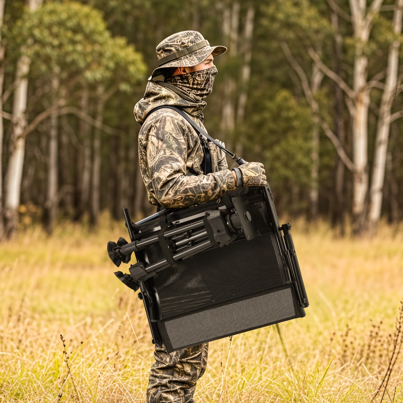 Danrelax 360�� Silent Camo Hunting Blind Chair, Armrests, Side Pouch, Telescopic Legs - Image 48