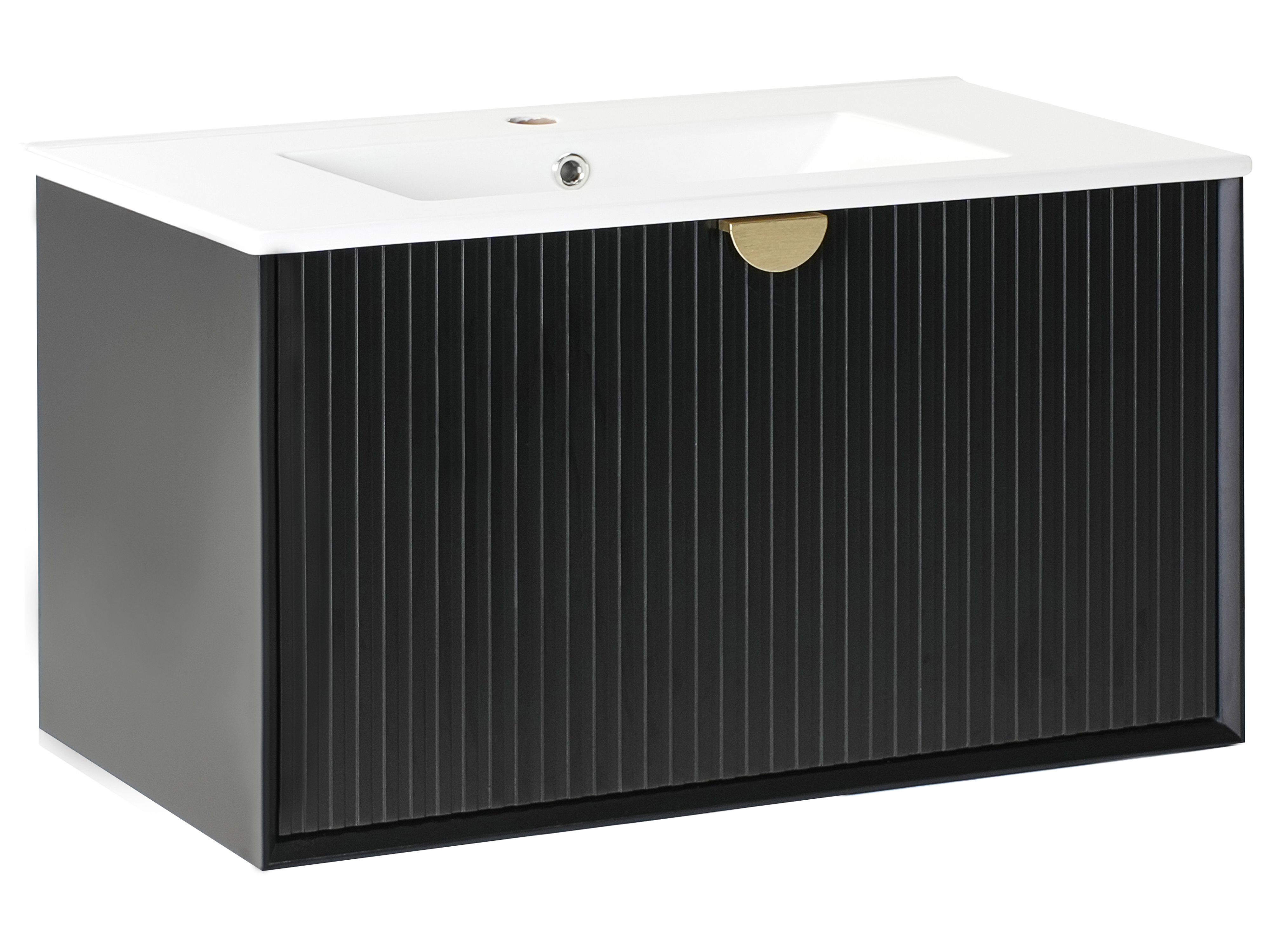Wall Mounted Vanity Unit with Basin BONAIRE Black