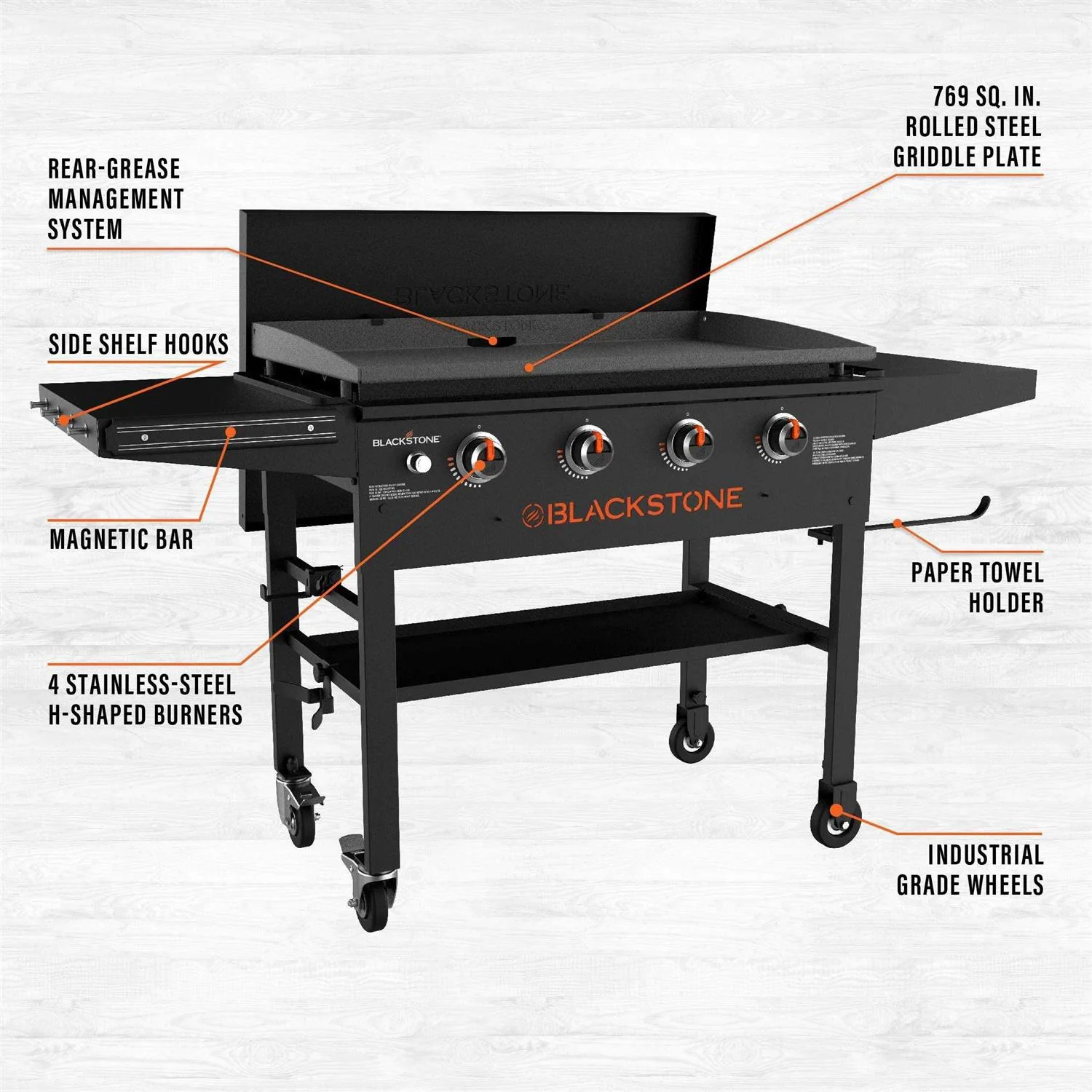 Blackstone 36 in 4-Burner Gas Griddle Cooking Station - 1836 - Image 3 Blackstone 36 in 4-Burner Gas Griddle Cooking Station - 1836 - Image 3