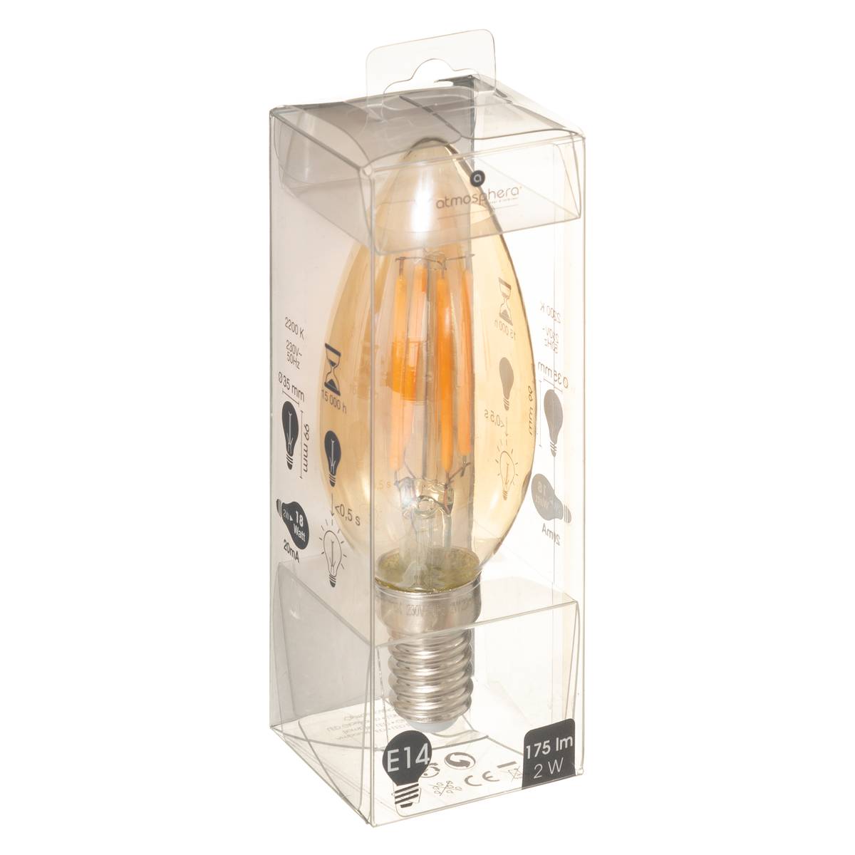 LED bulb "Flame" Amber, D.3.5 cm, E14