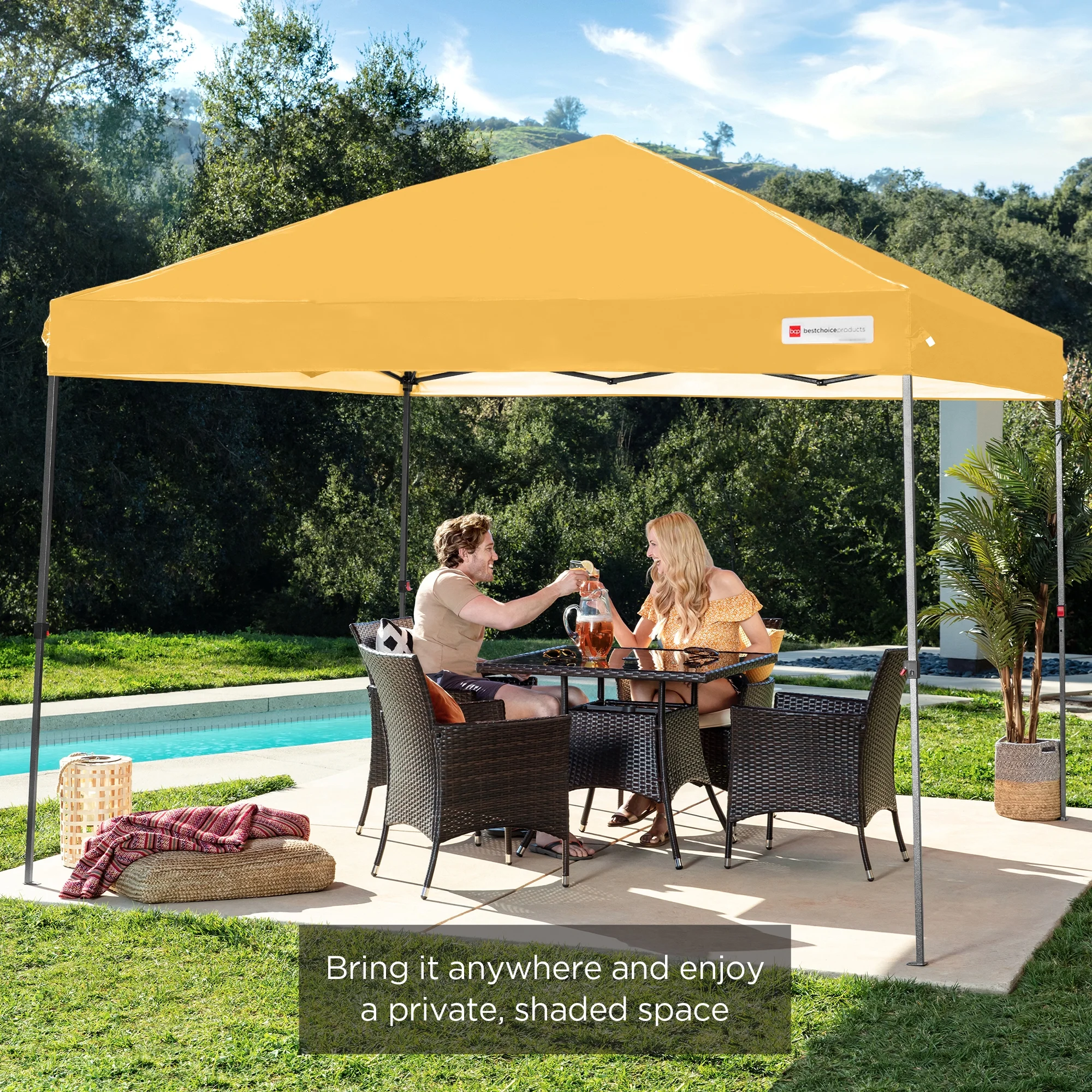 Best Choice Products 10x10ft Easy Setup Pop Up Canopy w/ 1-Button Setup, Wheeled Case, 4 Weight Bags - White - Image 71