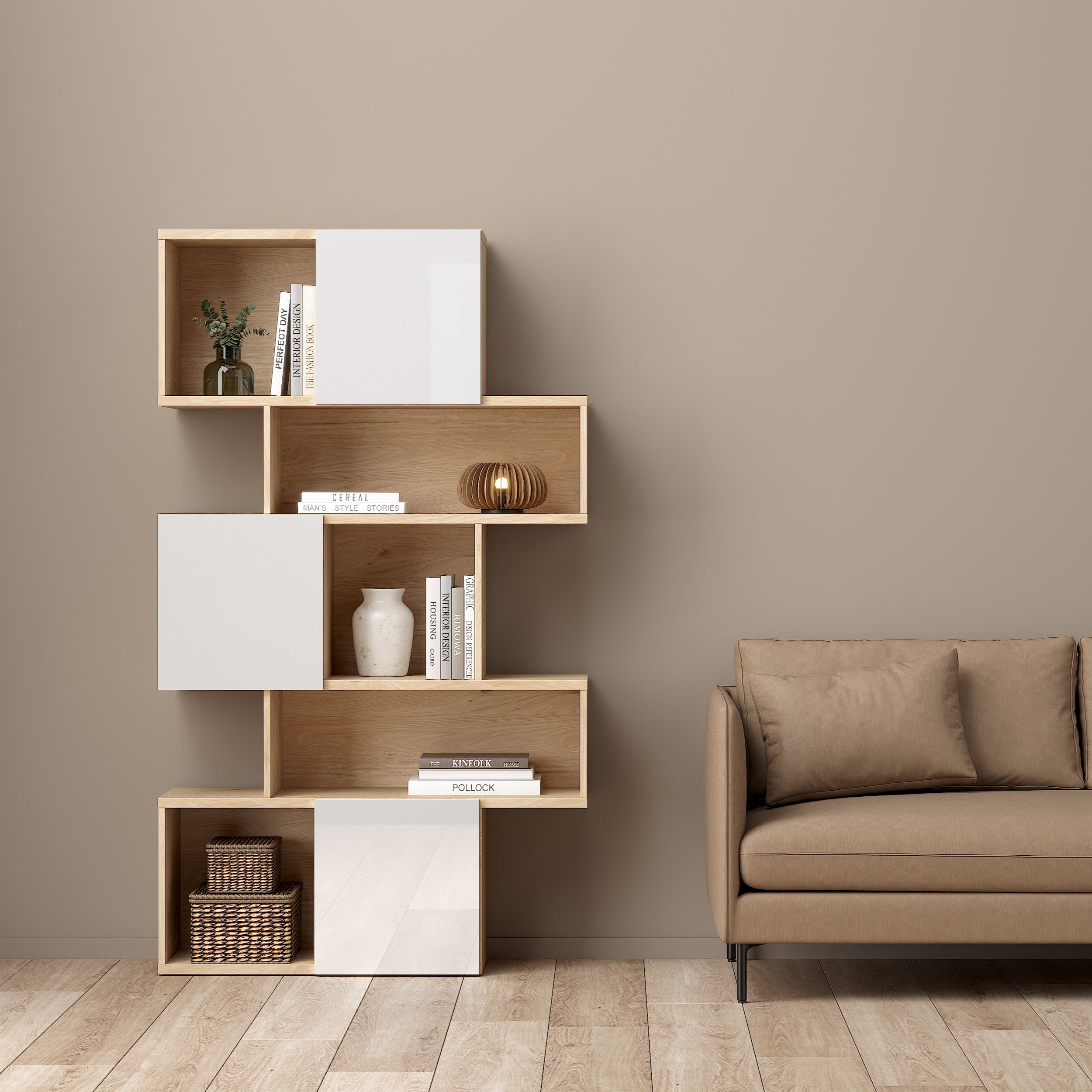 Blokker basic Puzzle Boekenkast Asymmetrisch - Wit