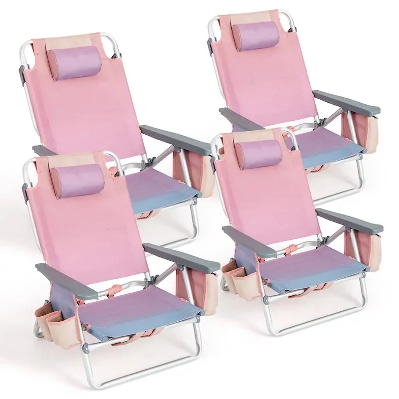 CraftPorch 4-Pack Folding Beach Chairs With 5-Position Recline - Image 4 CraftPorch 4-Pack Folding Beach Chairs With 5-Position Recline - Image 4
