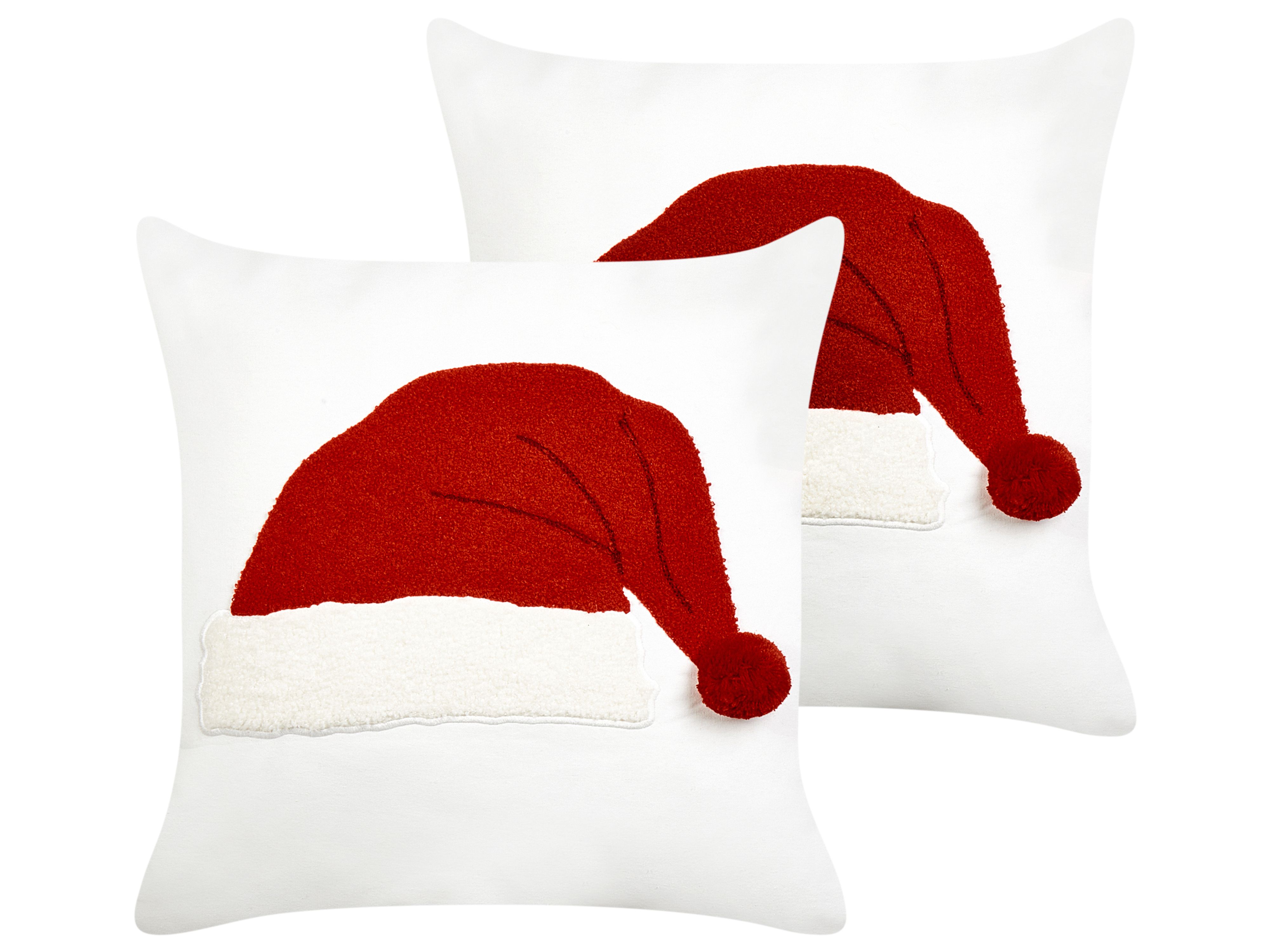 Set of 2 Decorative Cushions PRETZEL Cotton 45 x 45 cm White Christmas Motif