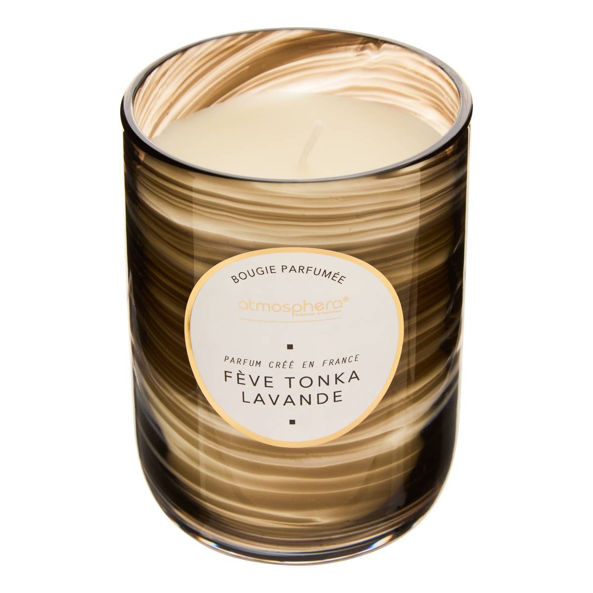 Scented Candle Round "Wavy" Floral scent, Tonka bean and lavender, 275g
