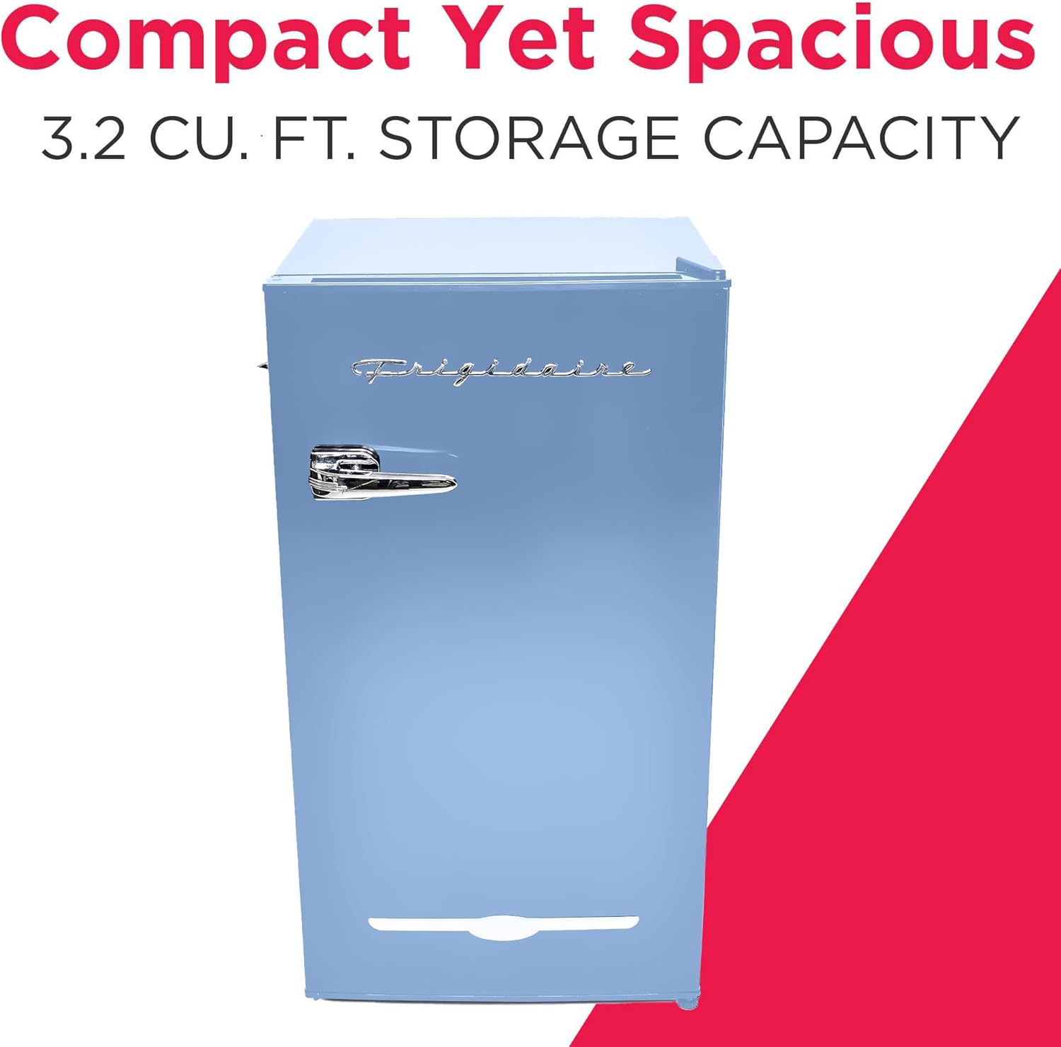Frigidaire Retro Compact Fridge with Chiller, 3.2 cu ft Countertop Fridge with Built-In Bottle Opener, Compact Refrigerator for Office, Bedroom, Dorm Room or Cabin - 16.5