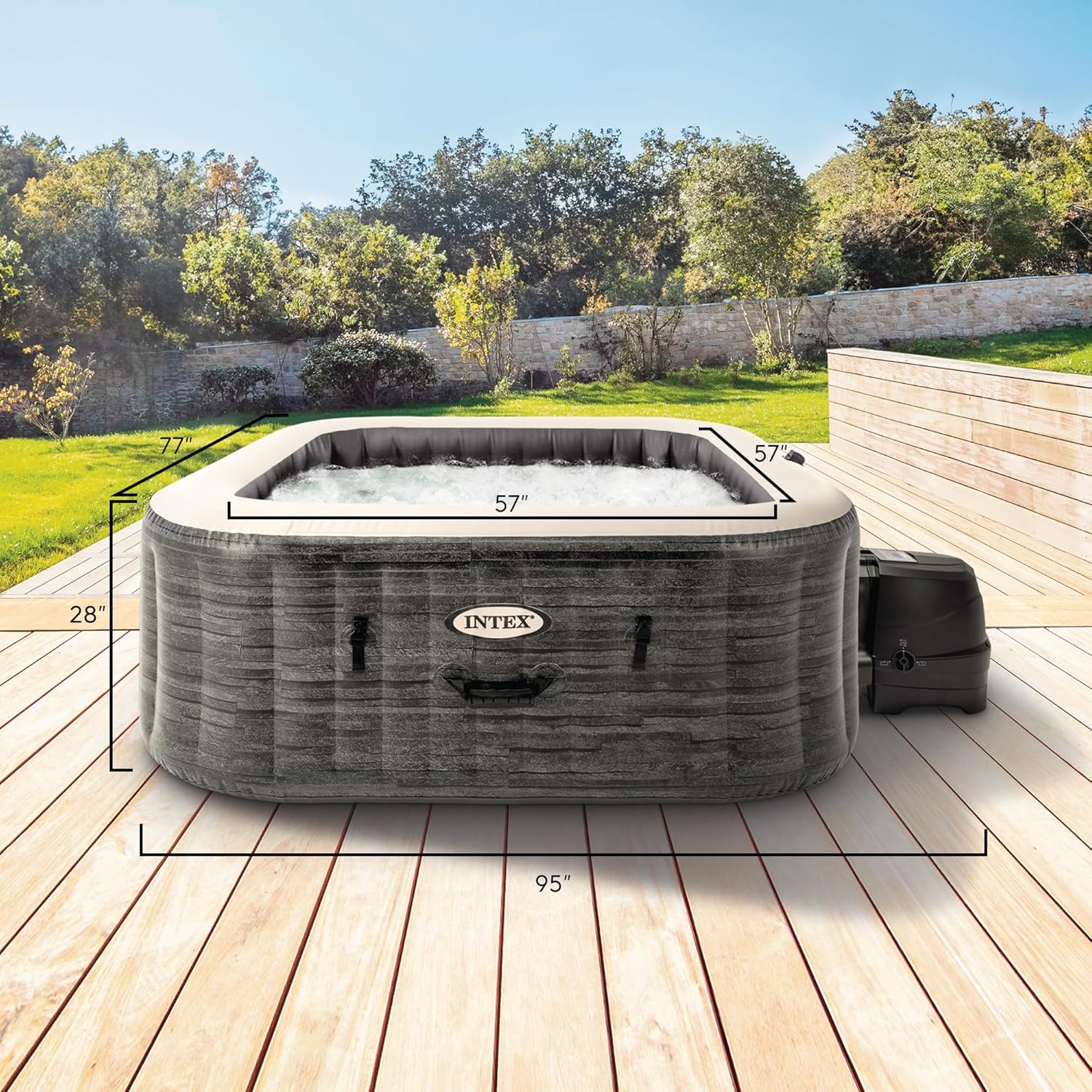 INTEX PureSpa Greystone Deluxe Spa Set, 6 Person, 77 x 77 x 28 in - 28451EP - Image 8 INTEX PureSpa Greystone Deluxe Spa Set, 6 Person, 77 x 77 x 28 in - 28451EP - Image 8