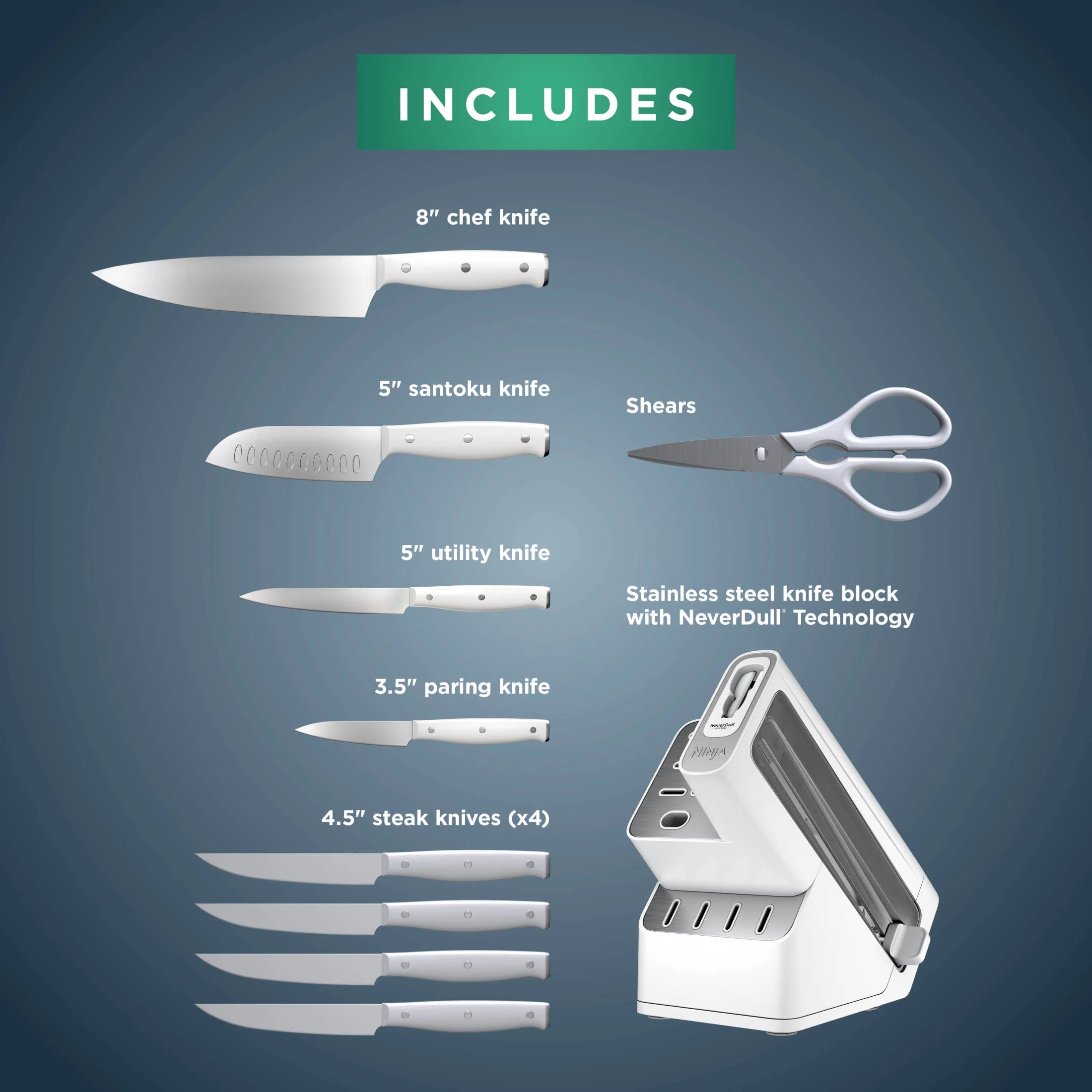 Ninja Foodi NeverDull 10-Piece Stainless Steel Essential Knife System with Sharpener, K12010 Black/Gray - Image 27