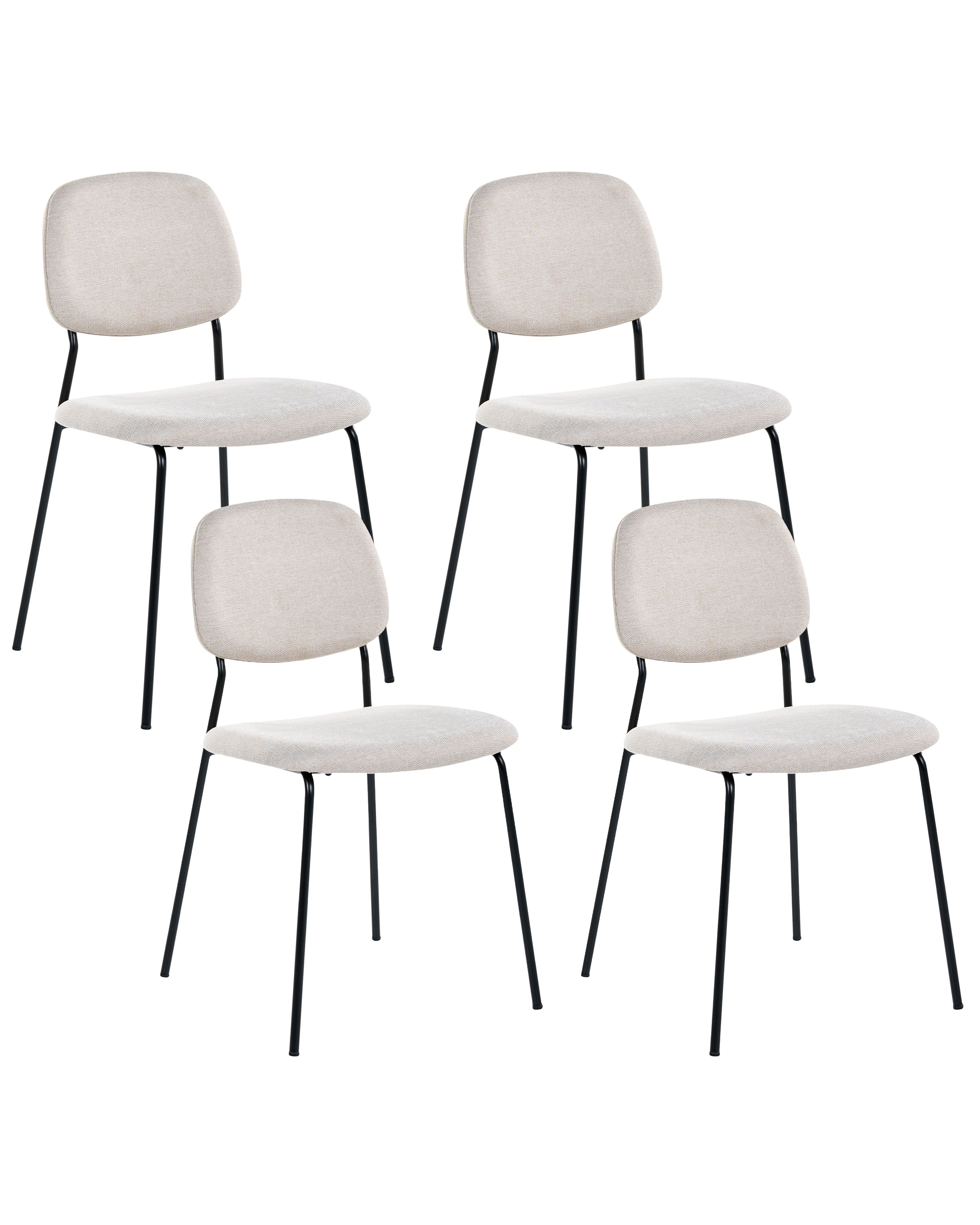 Set of 4 Dining Chairs RILEY Fabric Light Beige