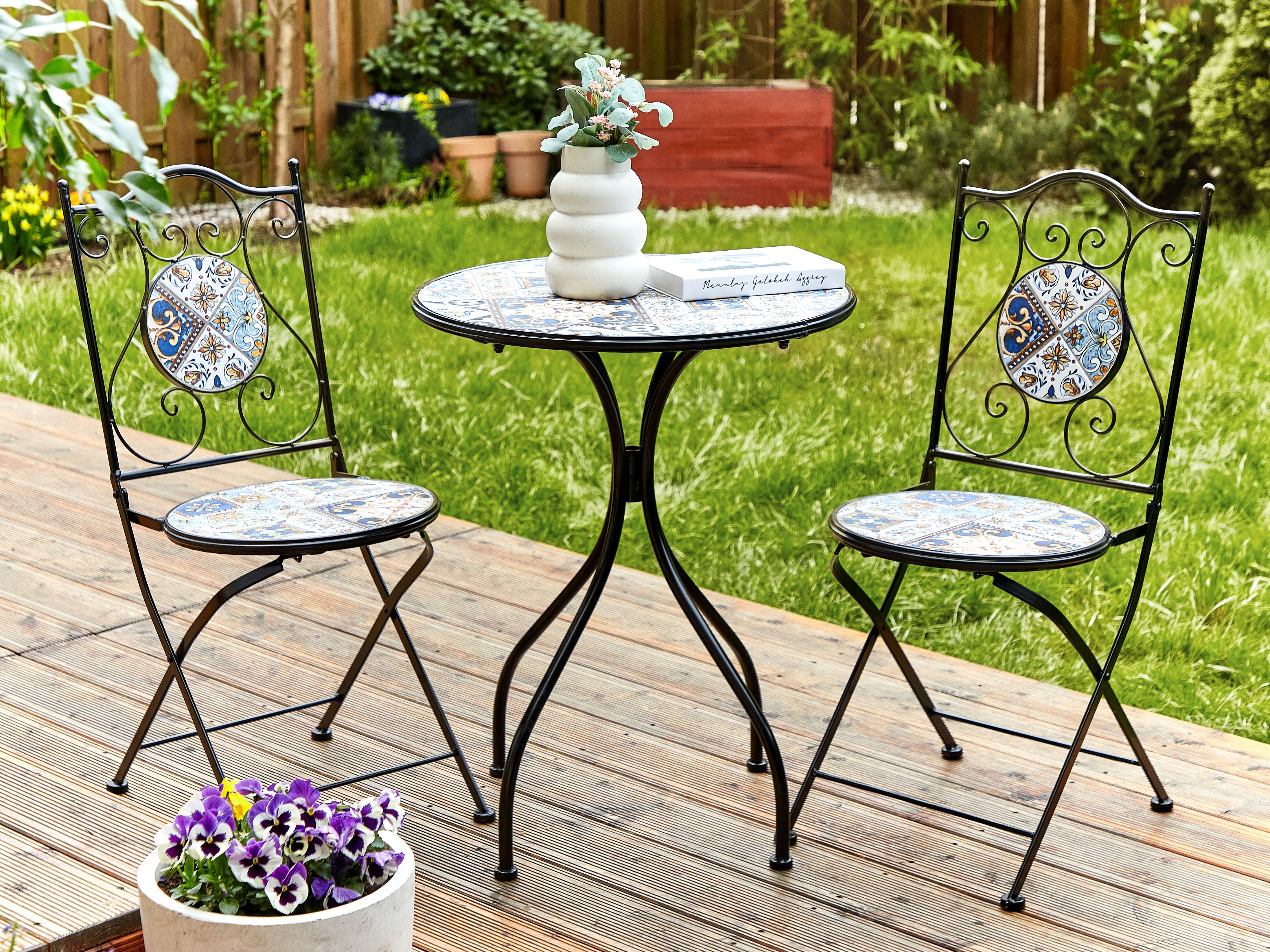 Bistro Set Folding CIVITA Metal Black