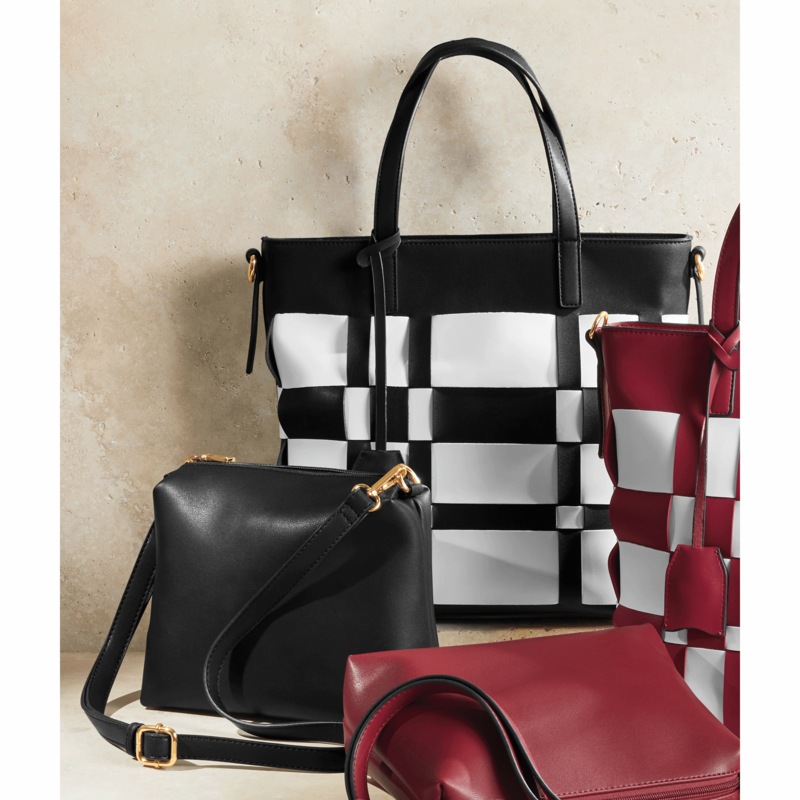 M.C. Handbags 2-Piece Woven Plaid Tote Set - MIDNIGHT VELVET CATALOG