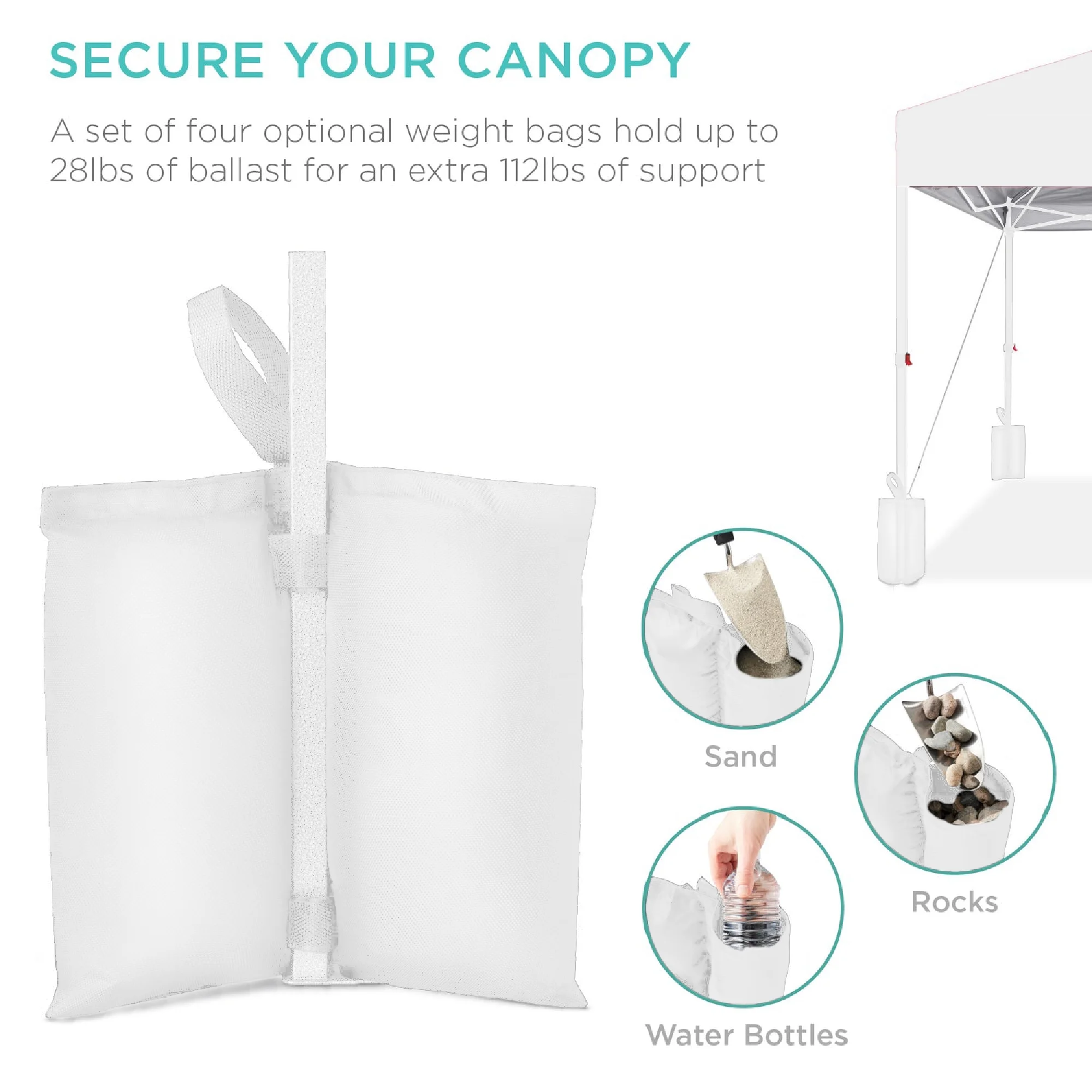 Best Choice Products 10x10ft Easy Setup Pop Up Canopy w/ 1-Button Setup, Wheeled Case, 4 Weight Bags - White - Image 106