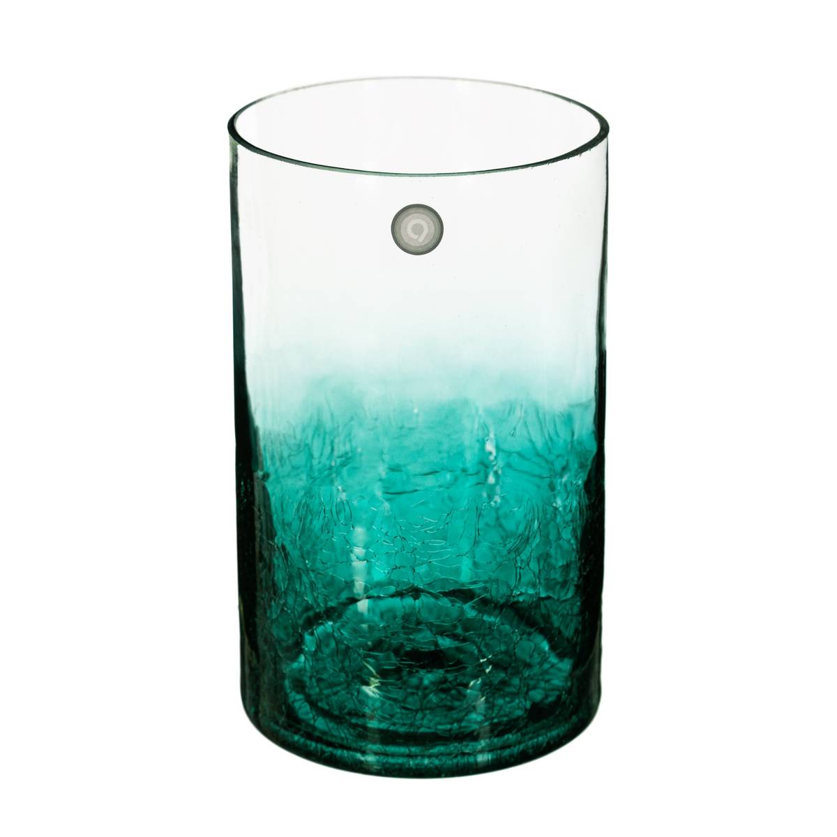 Cylinder vase, cracked glass H.20 cm
