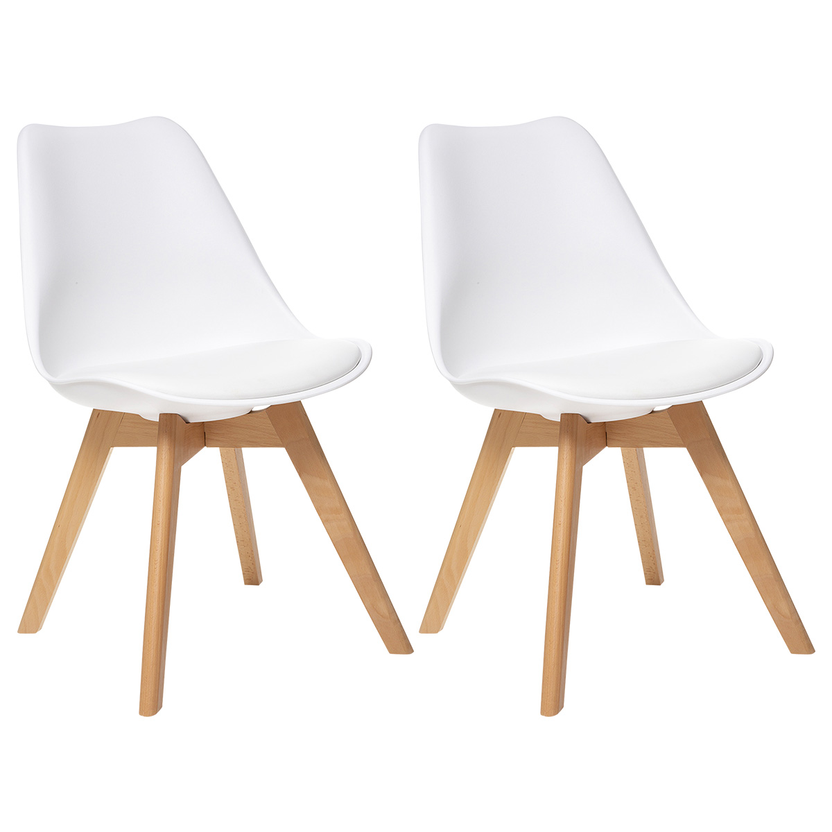 Set of 2 chairs "Baya" Beech, white