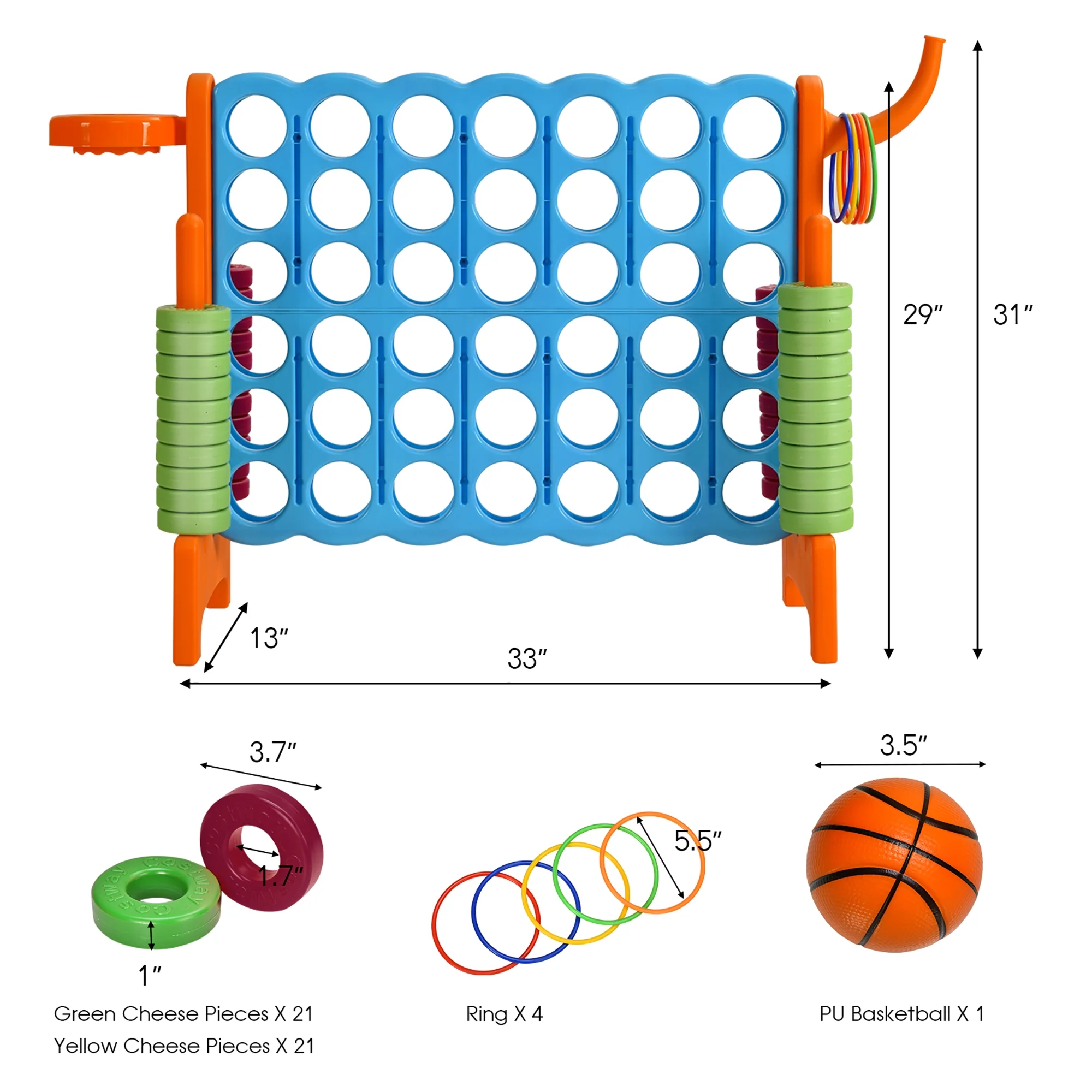 Costway Giant 4 in A Row Jumbo 4-to-Score Game Set W/Storage Carrying Bag for Kids Adult - Image 34