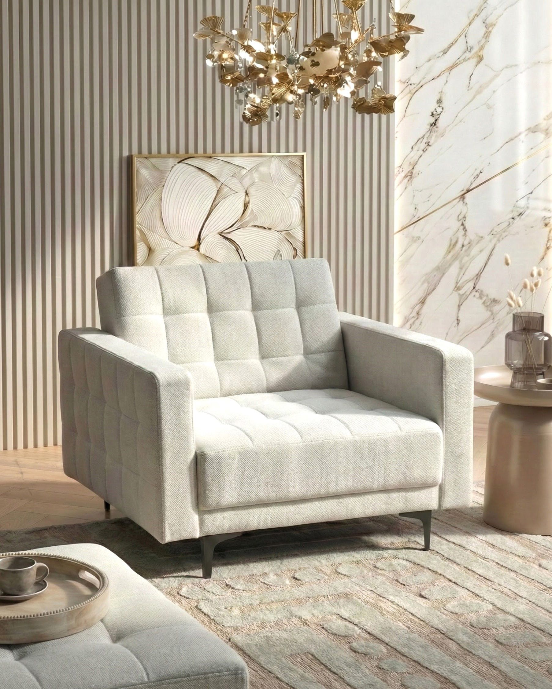 Armchair ABERDEEN Fabric Off-White