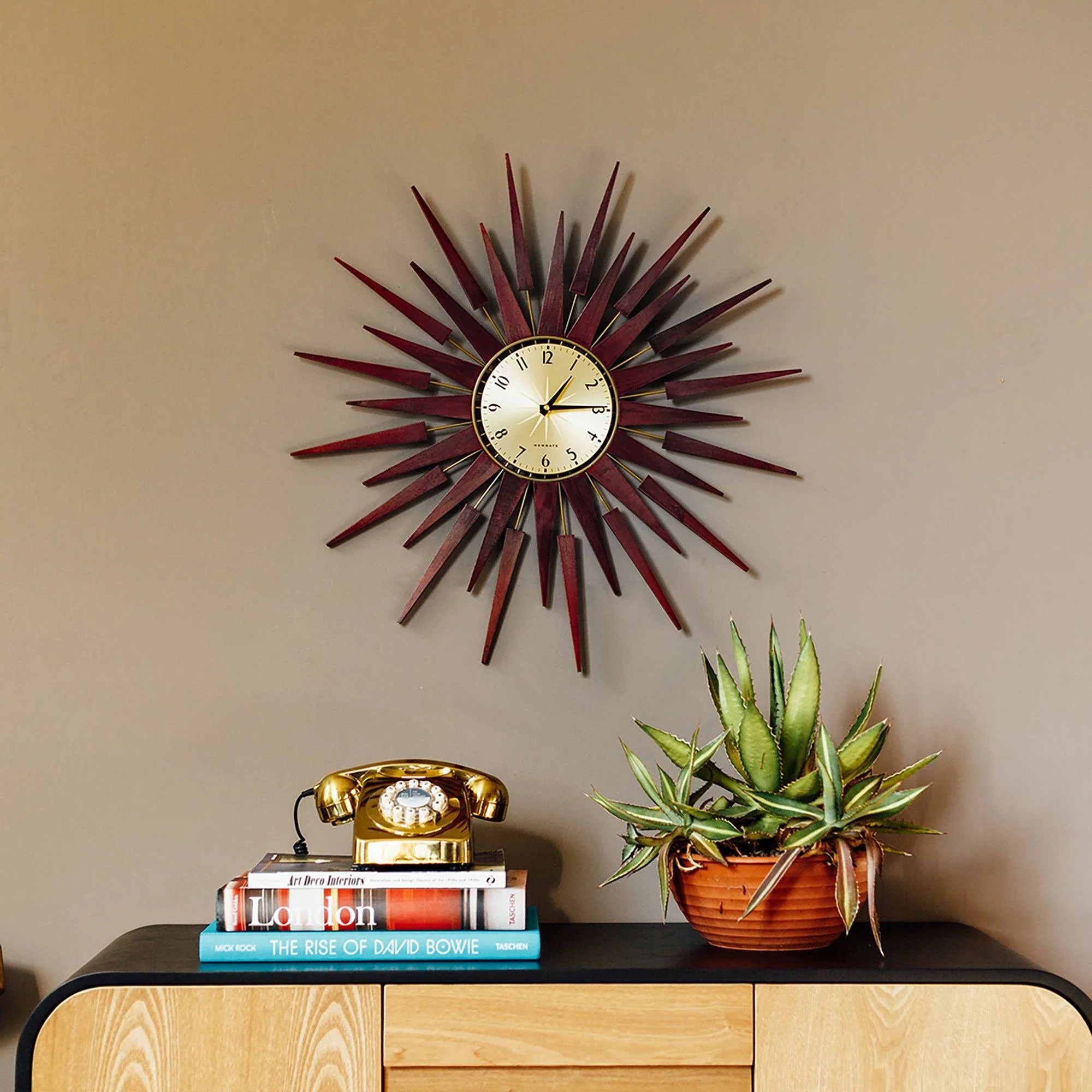 Newgate Pluto wall clock in dark wood