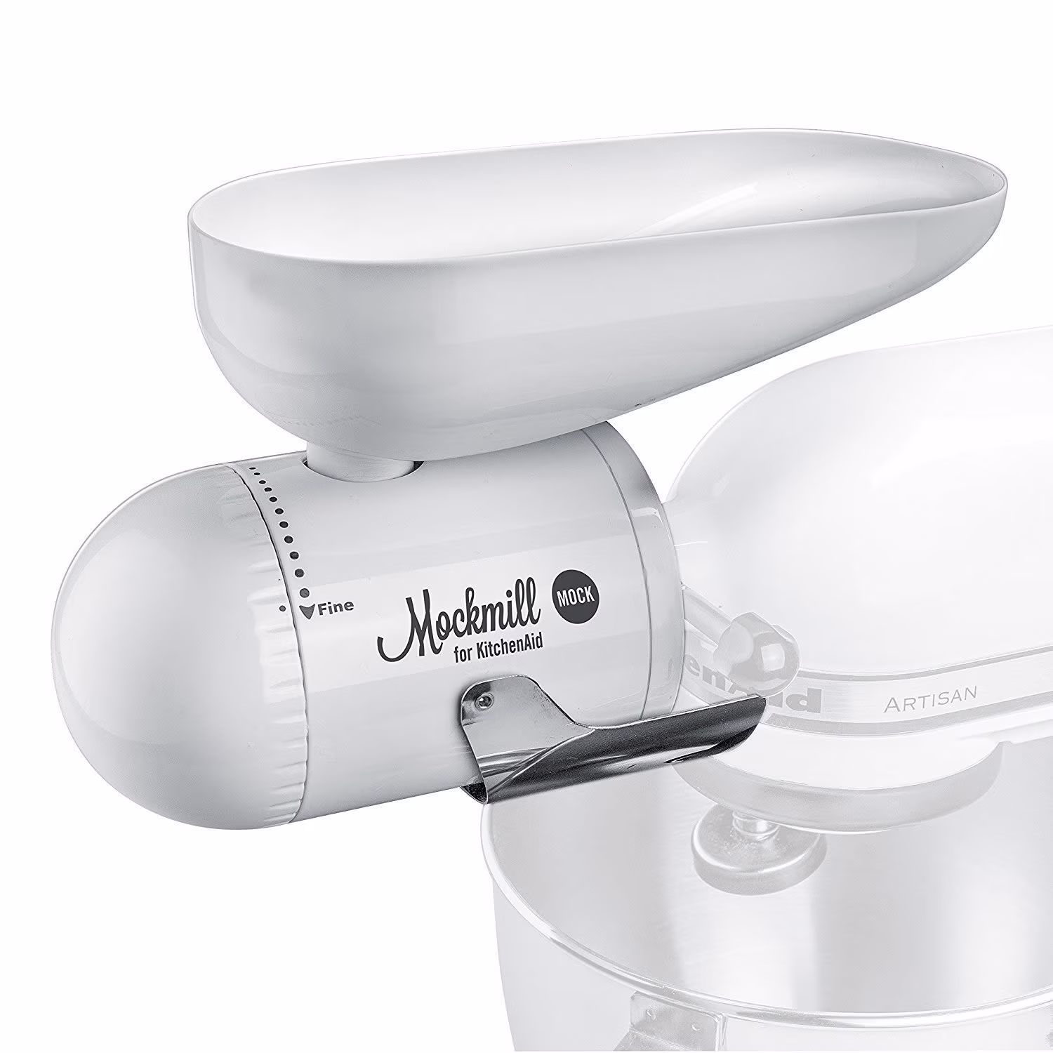 Wolfgang Mock  Mockmill KitchenAid White Metal and Ceramic Grain Mill Attachment