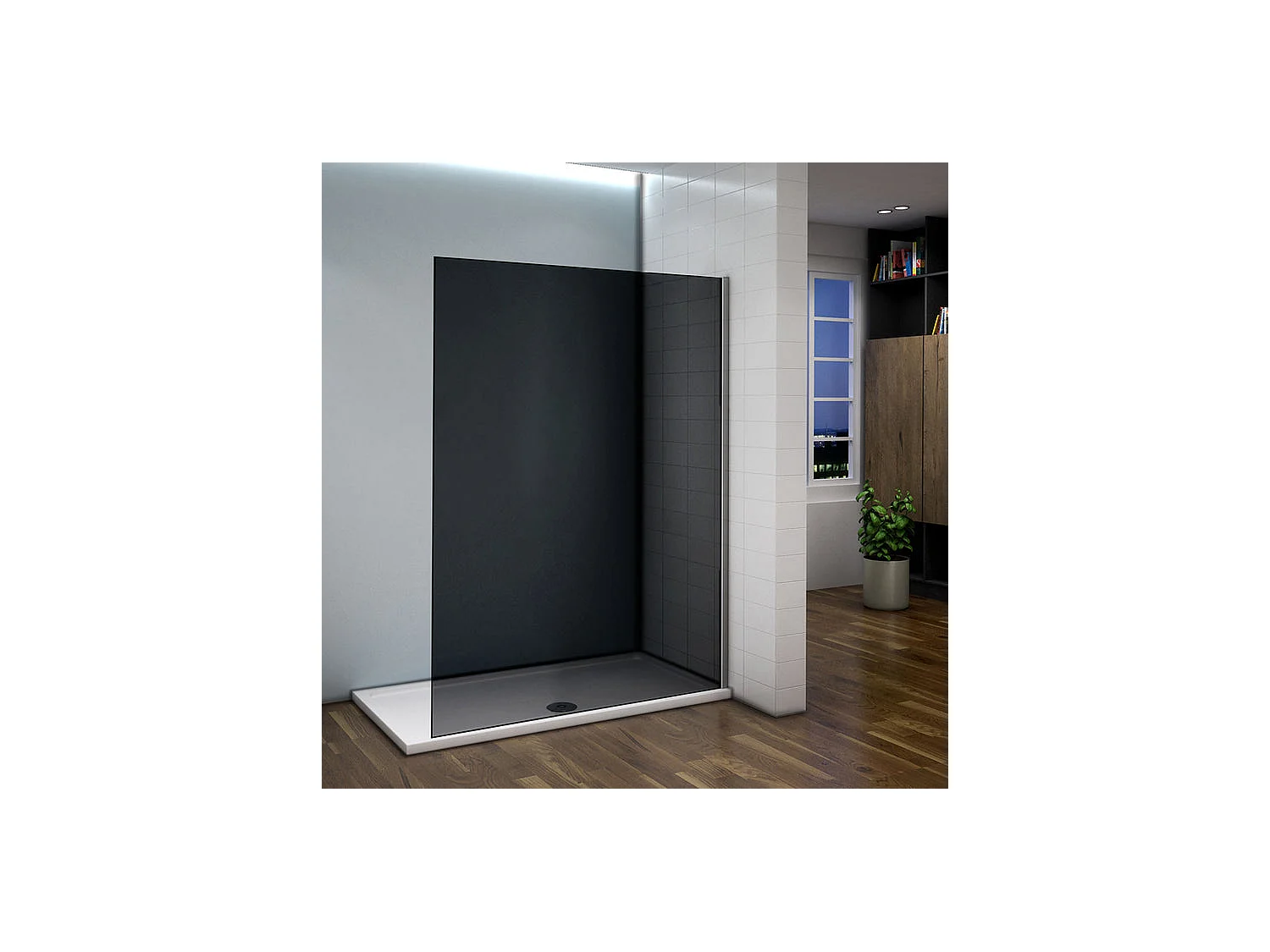 Paroi de douche foncée 100x200cm à l'italienne - Verre 8mm trempé anticalcaire, sans barre de fixation