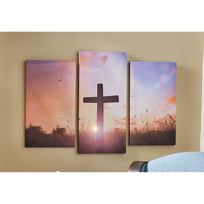Lit Religious Cross Triptych - MIDNIGHT VELVET CATALOG