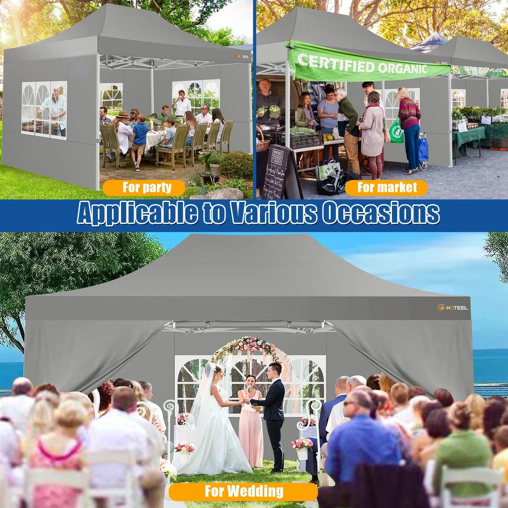 HOTEEL Heavy Duty Pop-Up Canopy Tent 10x15, 4 Sidewalls, Black - Image 22 HOTEEL Heavy Duty Pop-Up Canopy Tent 10x15, 4 Sidewalls, Black - Image 22