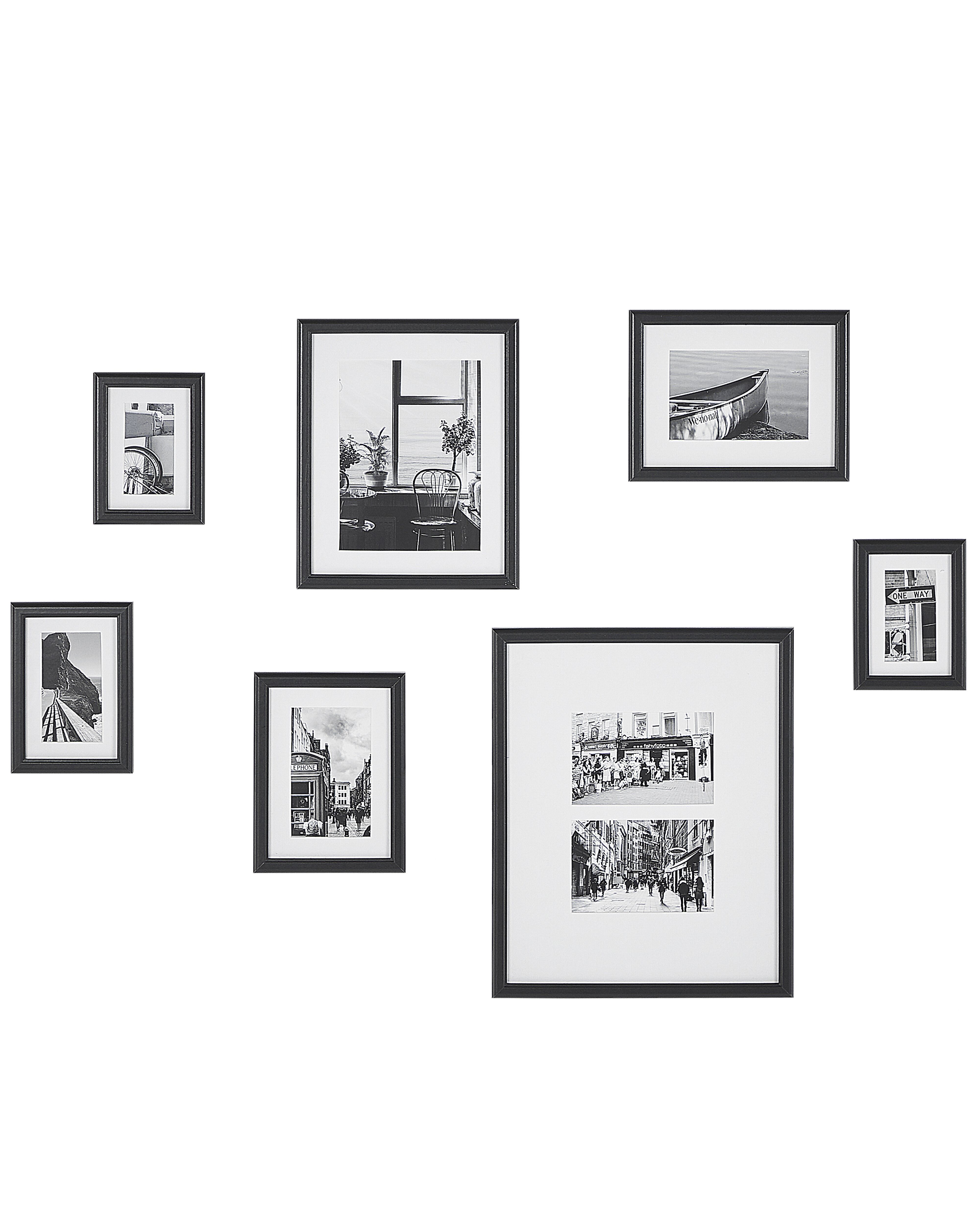 Set of 7 Photo Frames ZINARE Urban Motif Black