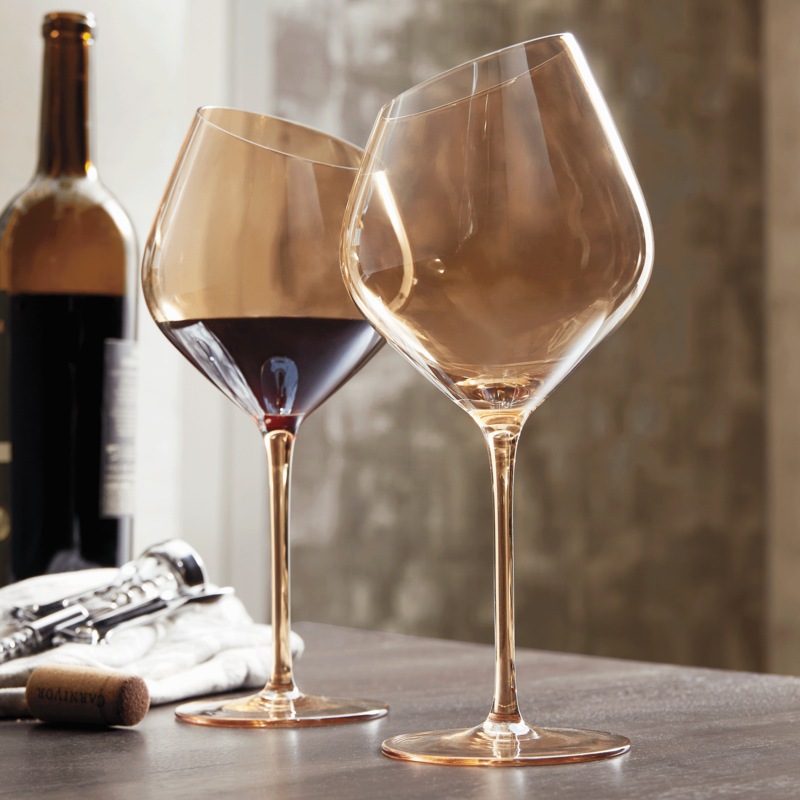 Jeanne Fitz Slant Set of 2 Wine Glasses - MIDNIGHT VELVET CATALOG