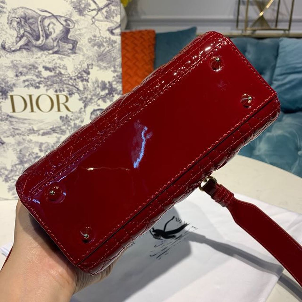 Christian Dior Small Lady Dior Bag with Chain Gold Toned Hardware Burgundy For Women 20cm/8in CD M0538OWCB_M3231:1High-quality replica