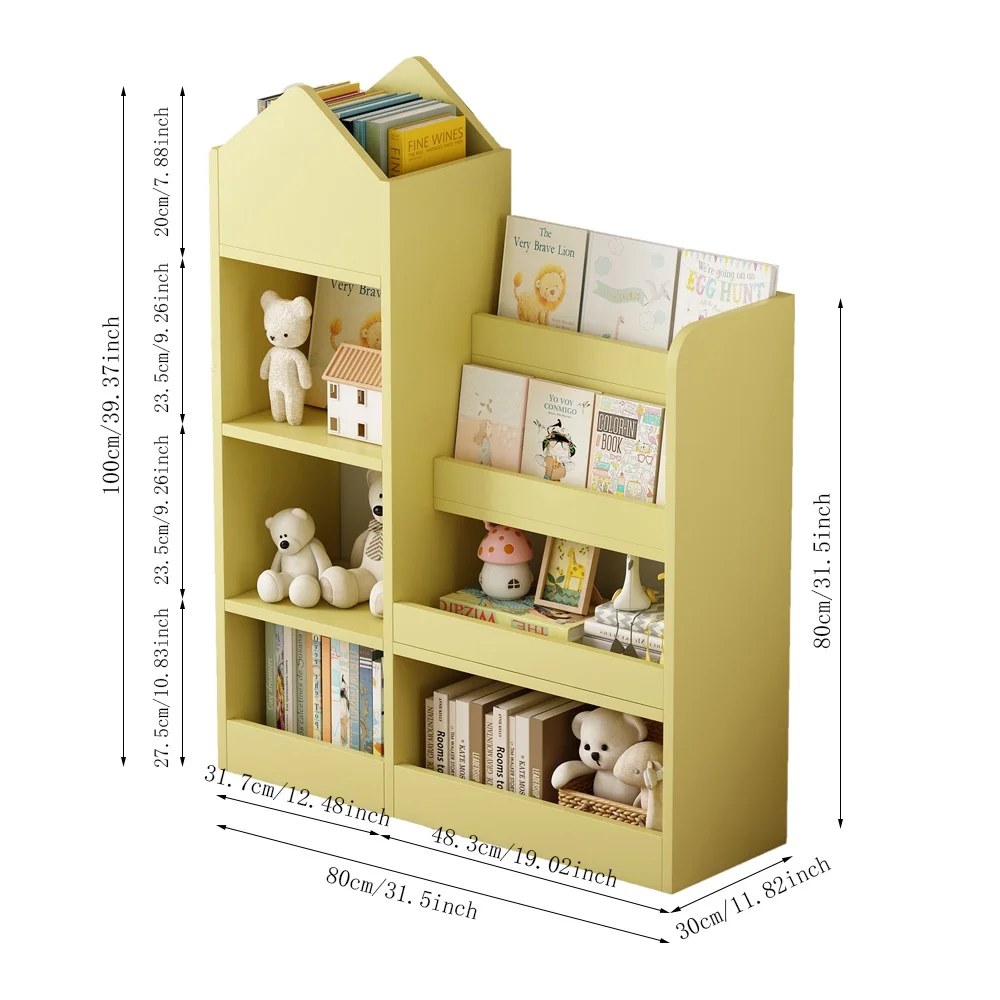 PORKISS Bookshelf for Kids, Wood Kids Bookcase with Toy Storage Organizer, Freestanding Book Shelf with 6 Compartments and 2 Baskets Bins for Kids Bedroom, Nursery, Playroom, Natural - Image 18