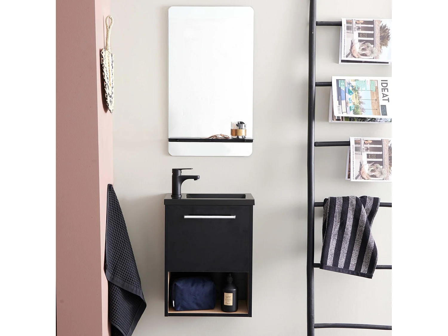 Ensemble lave-mains NIKA avec niche et miroir tablette
