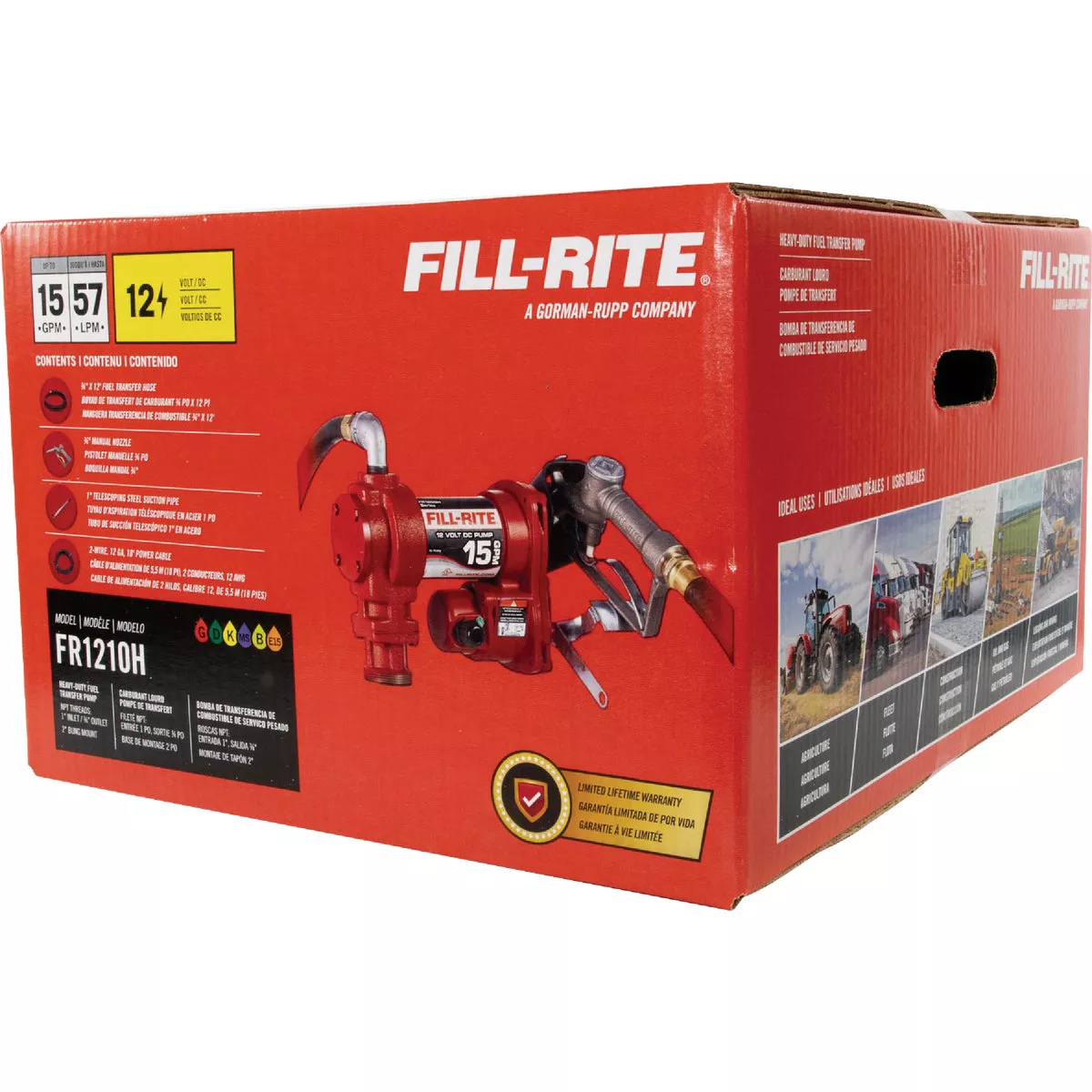 Fill-Rite 12V DC 15 GPM Fuel Transfer Pump with Nozzle