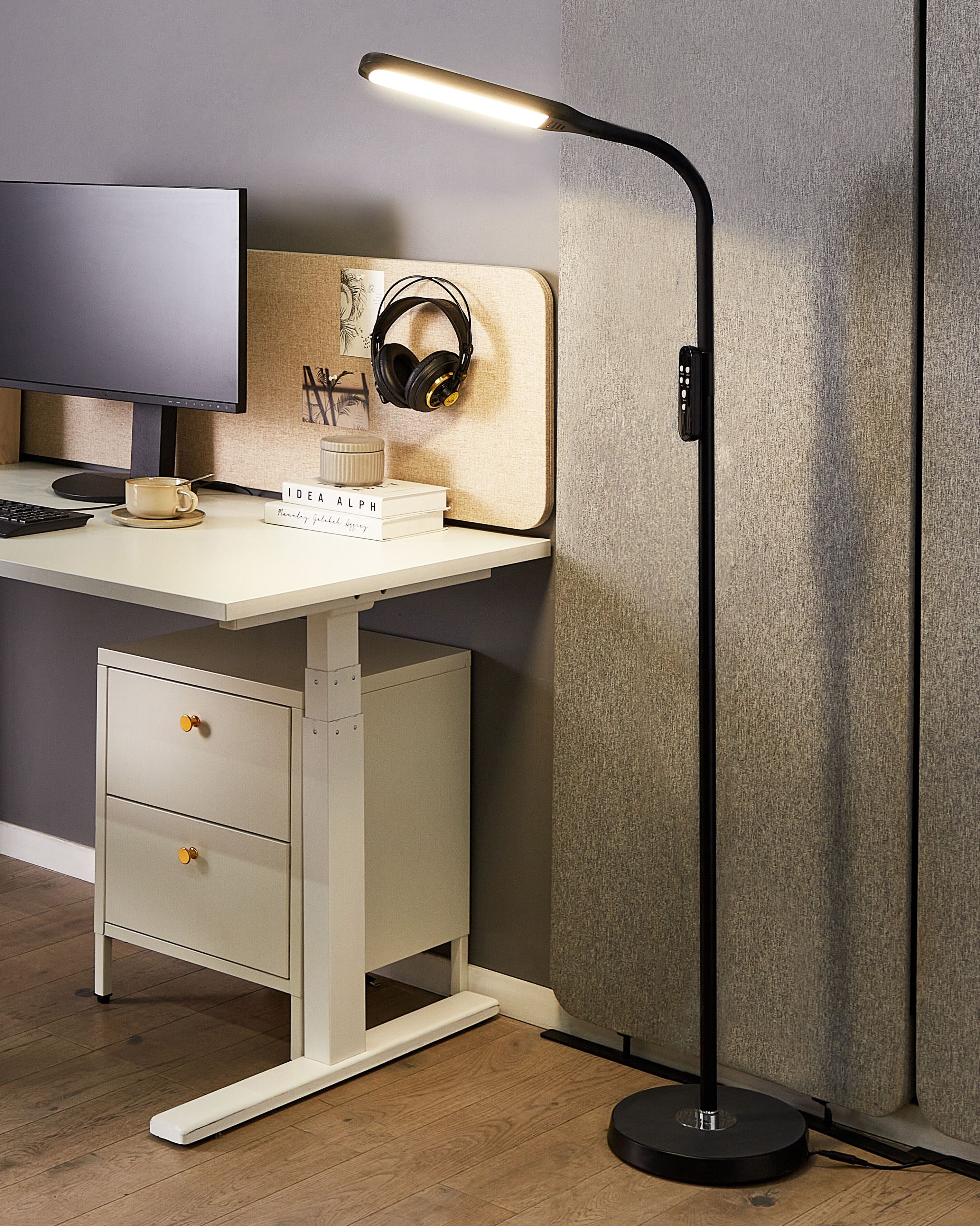 LED Floor Lamp ARIES with Remote with Dimmer Metal Black