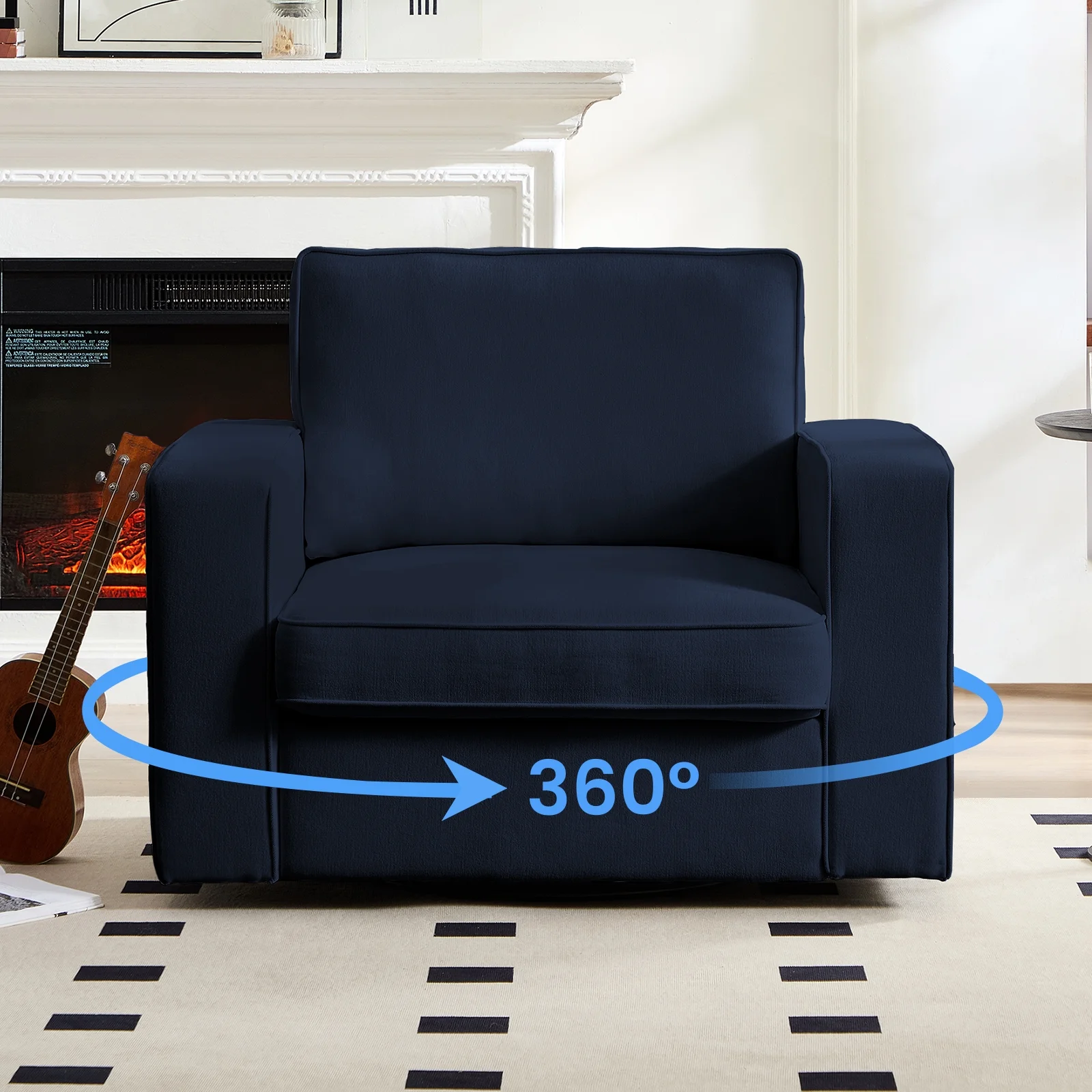 ZAFLY Swivel Accent Chair, Single Armchair for Living Room - Blue