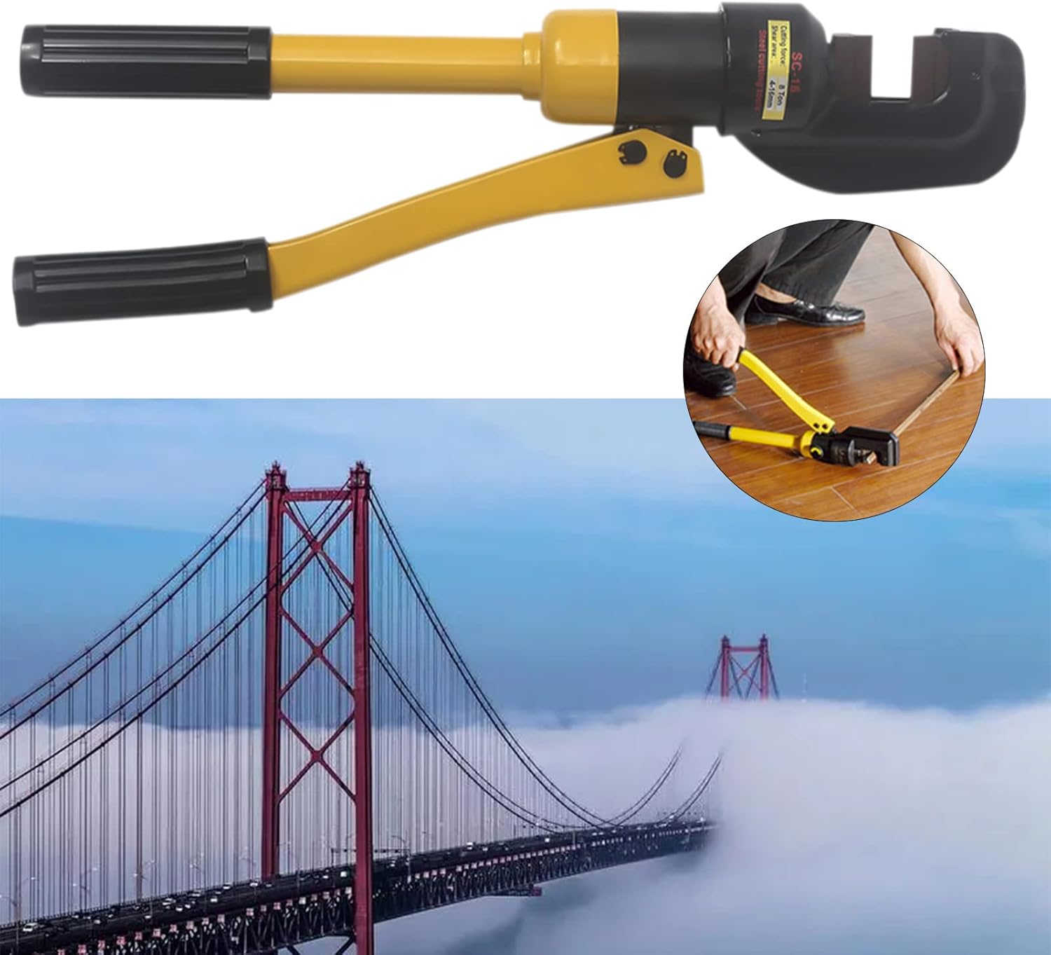 Hydraulic Rebar Pliers - Portable Hydraulic Rebar Cutter for Concrete Construction - Cuts 1/4