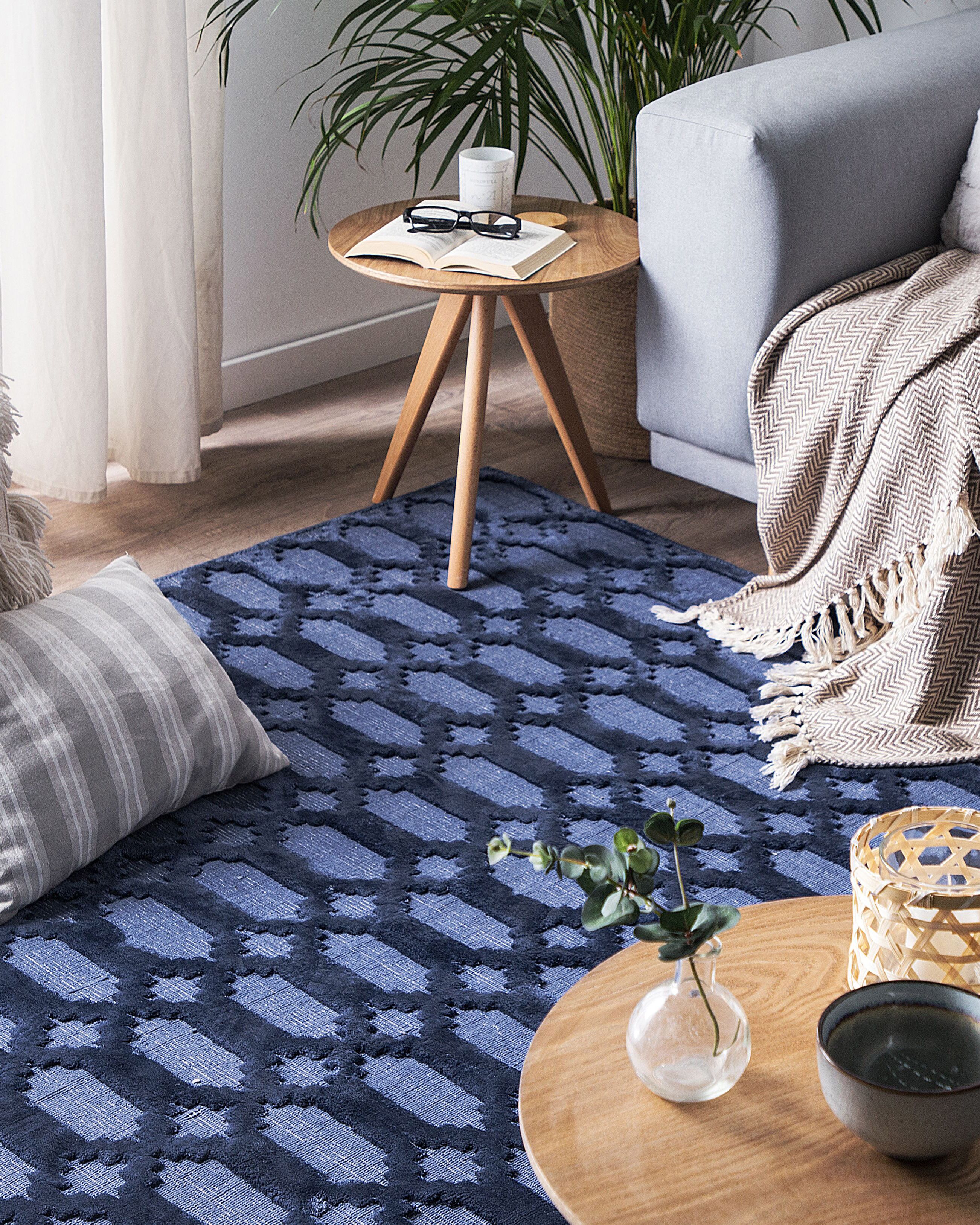 Rug CIZRE Navy Blue 160 x 230 cm Viscose