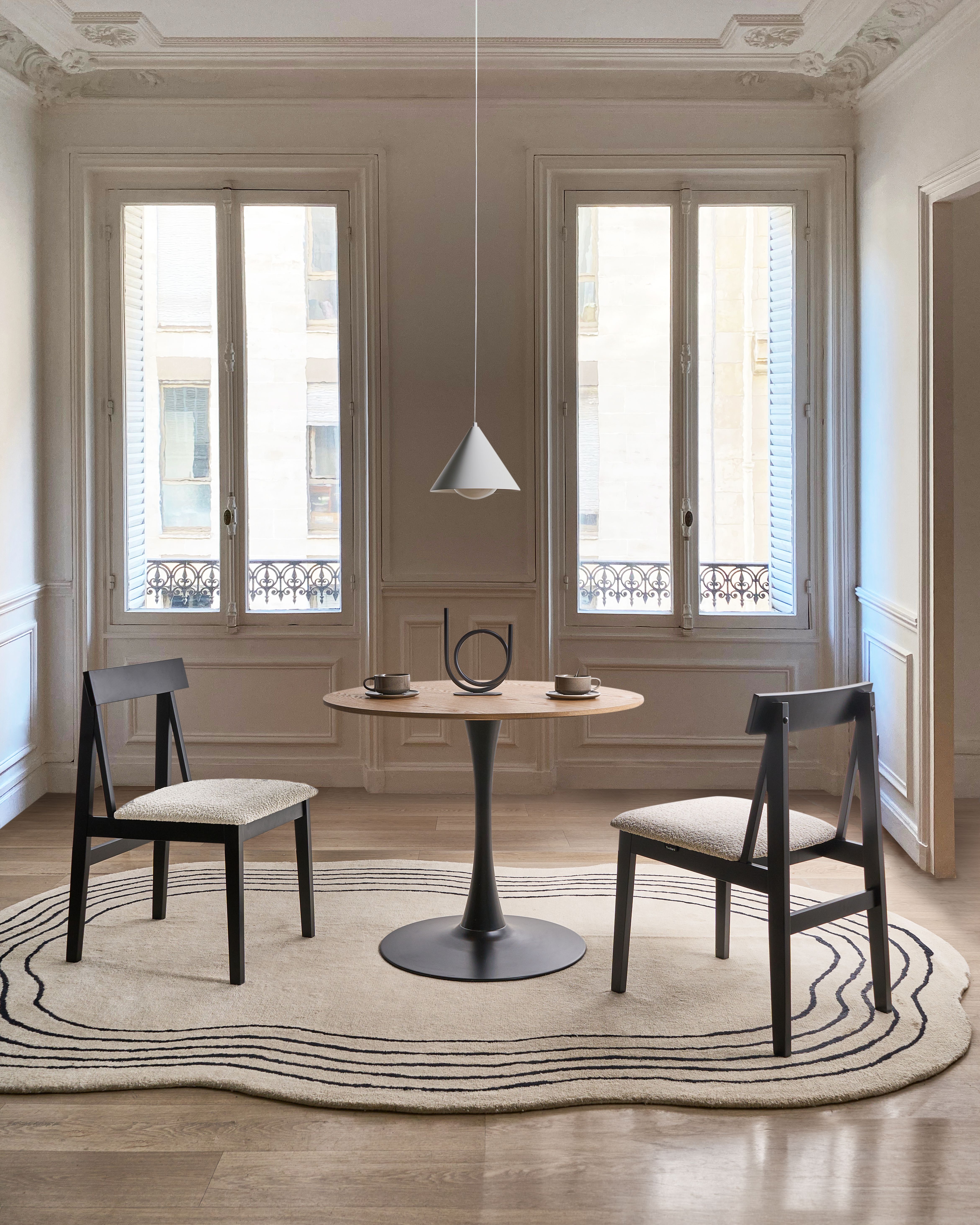 Set of 2 Dining Chairs ISLE Wood Black/ Beige
