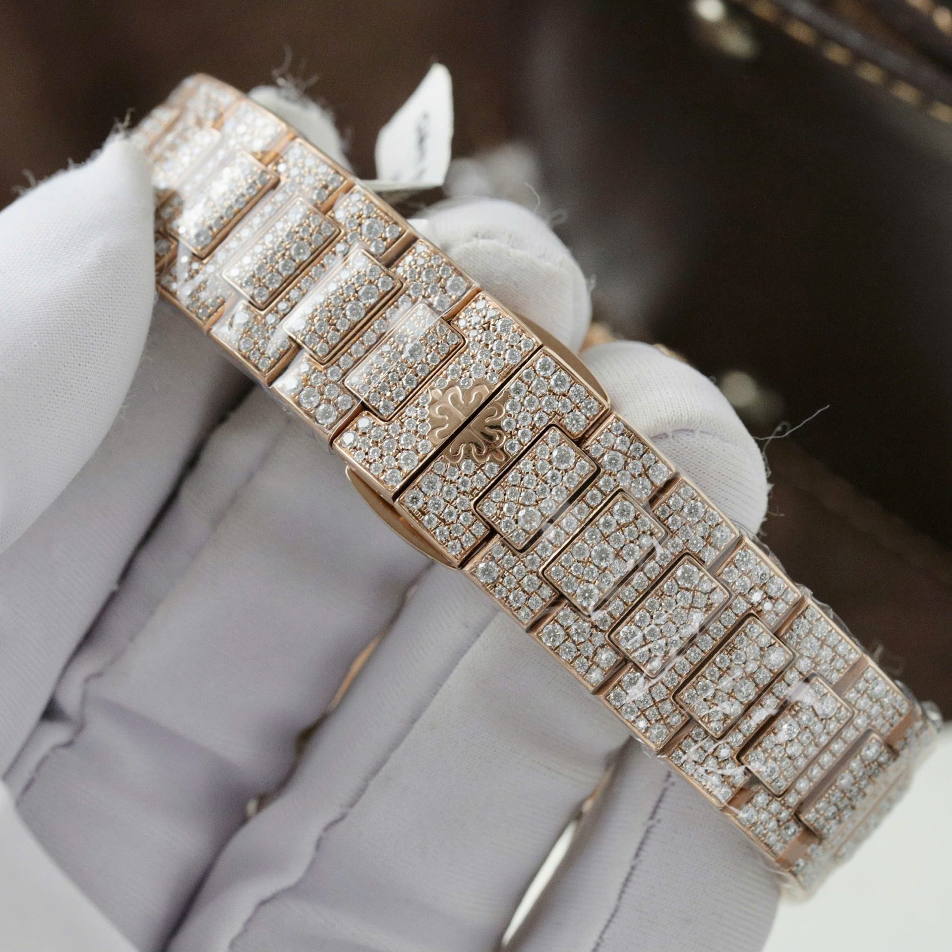 Patek Philippe Nautilus 7118 Replica Watch Gold Wrapped + Moissanite Diamonds Custom 35.2mm - Top club