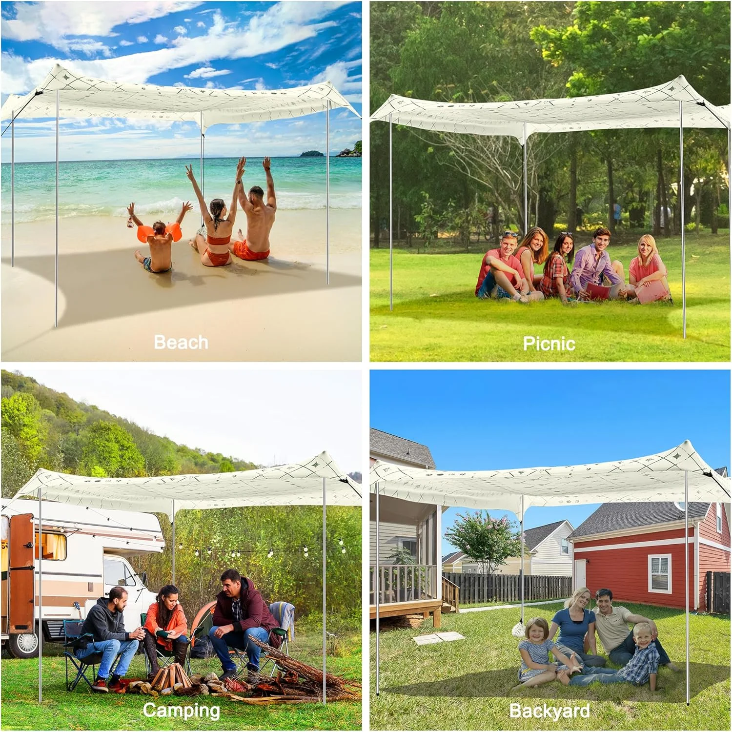Beach Tent, UPF 50+ Beach Canopy Sun Shade, Portable 10×10 FT Large Pop-Up Beach Tent Sun Shelter with Sand Anchors, Ground Pegs, Easy Setup for Beach, Camping, Park, and Backyard Fun - Image 20
