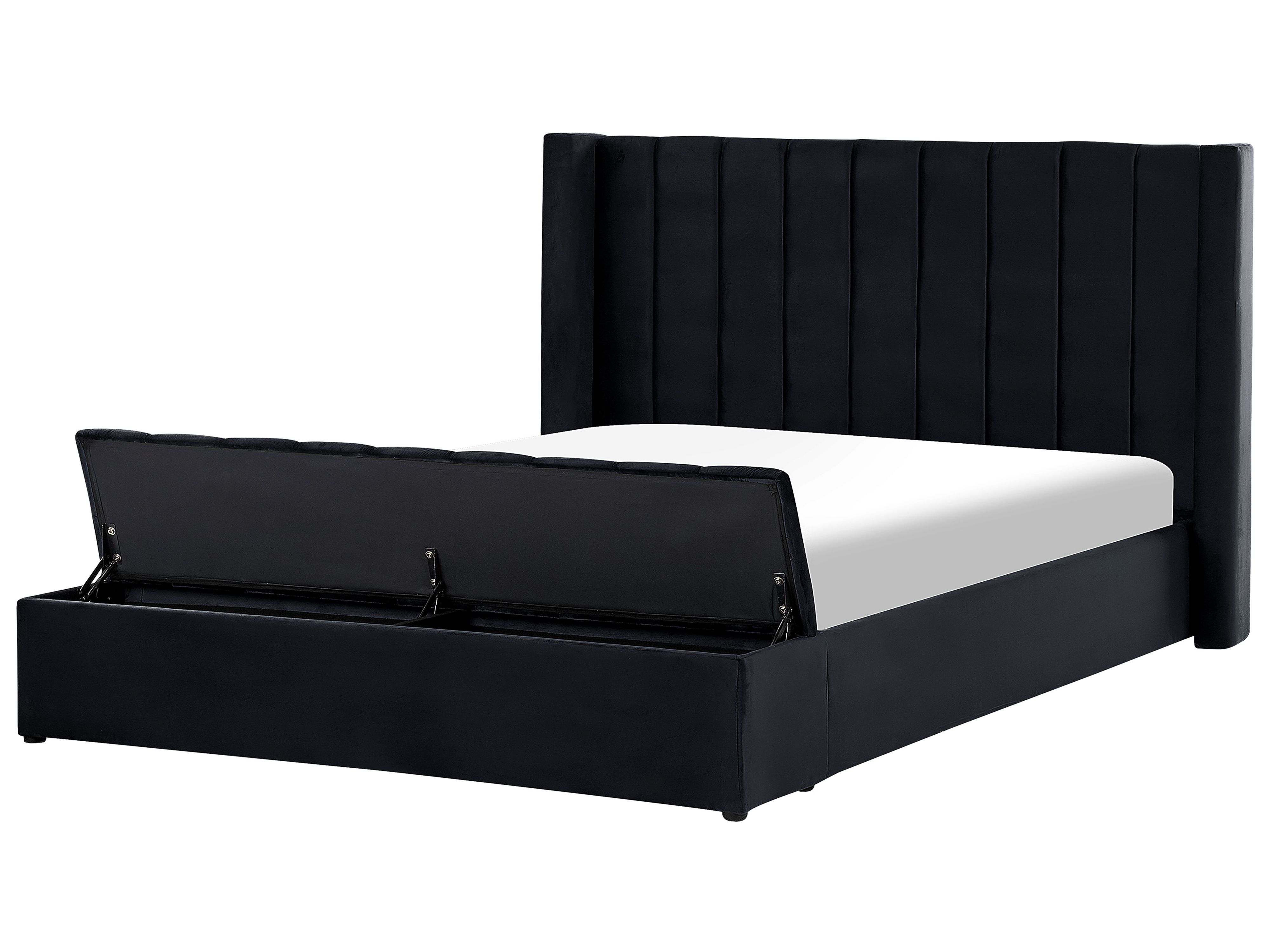 Waterbed with Storage Bench Velvet NOYERS 180 x 200 cm (EU Super King) Black