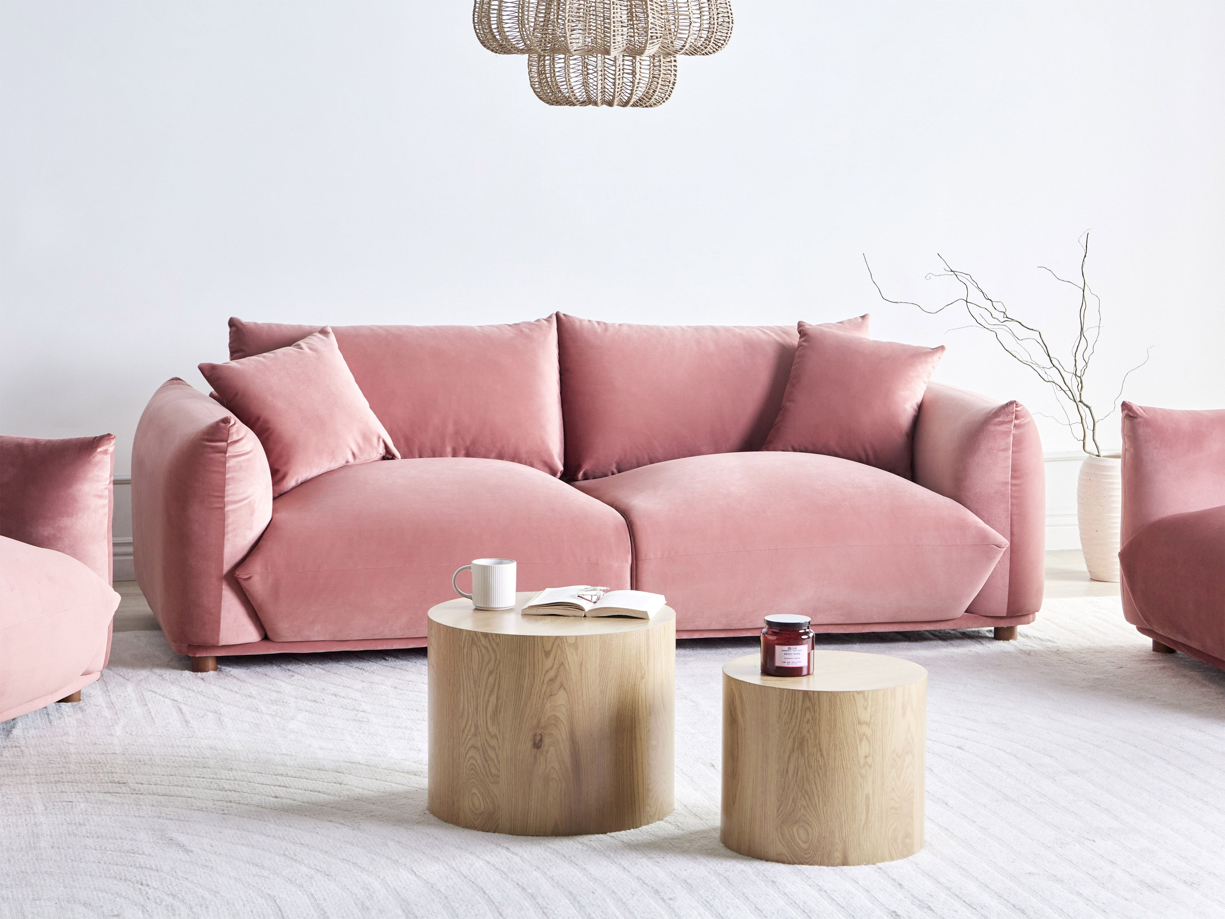 Sofa 3 Seater LUVOS Velvet Pink