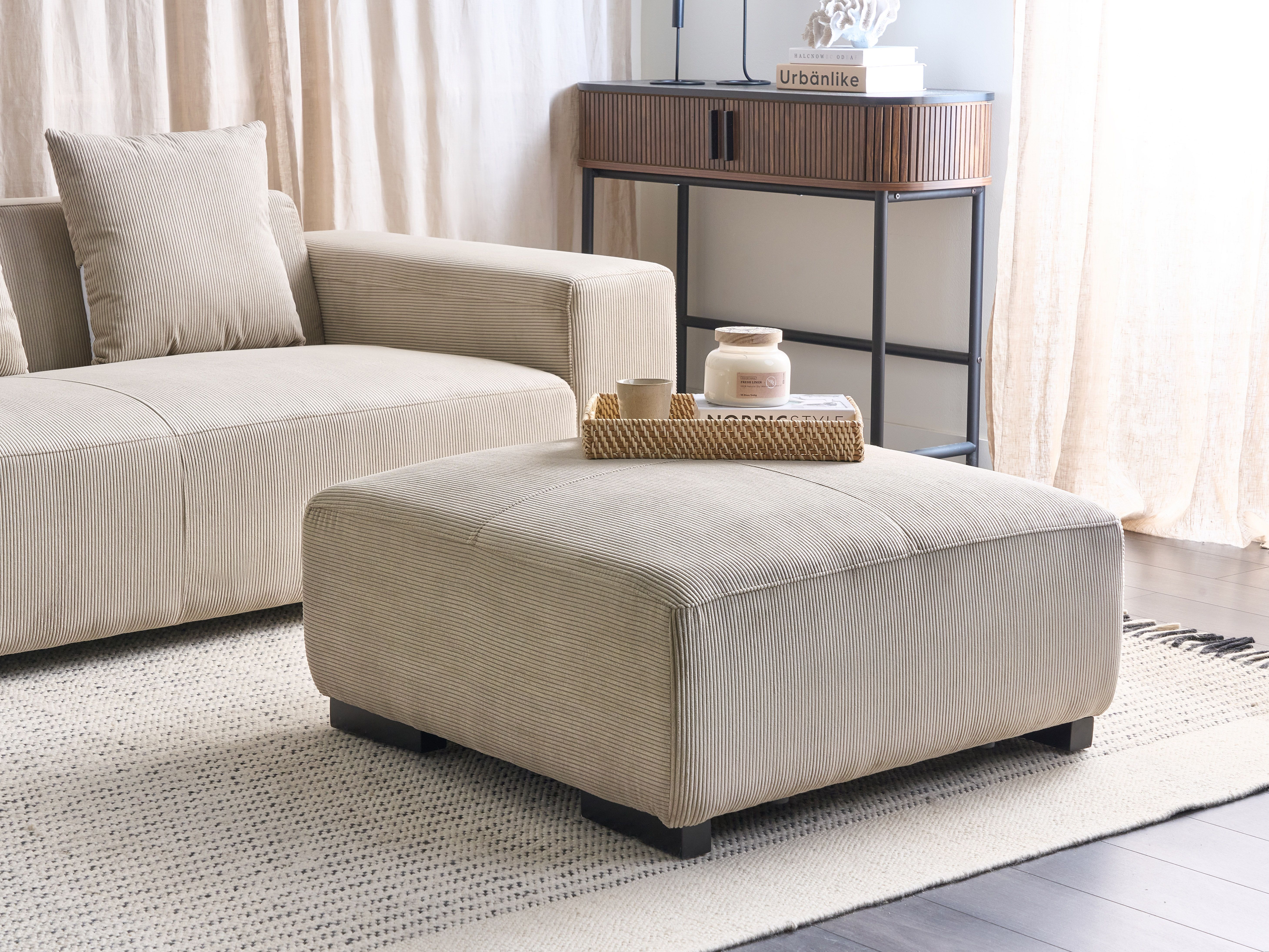Ottoman LUNGO Corduroy Beige