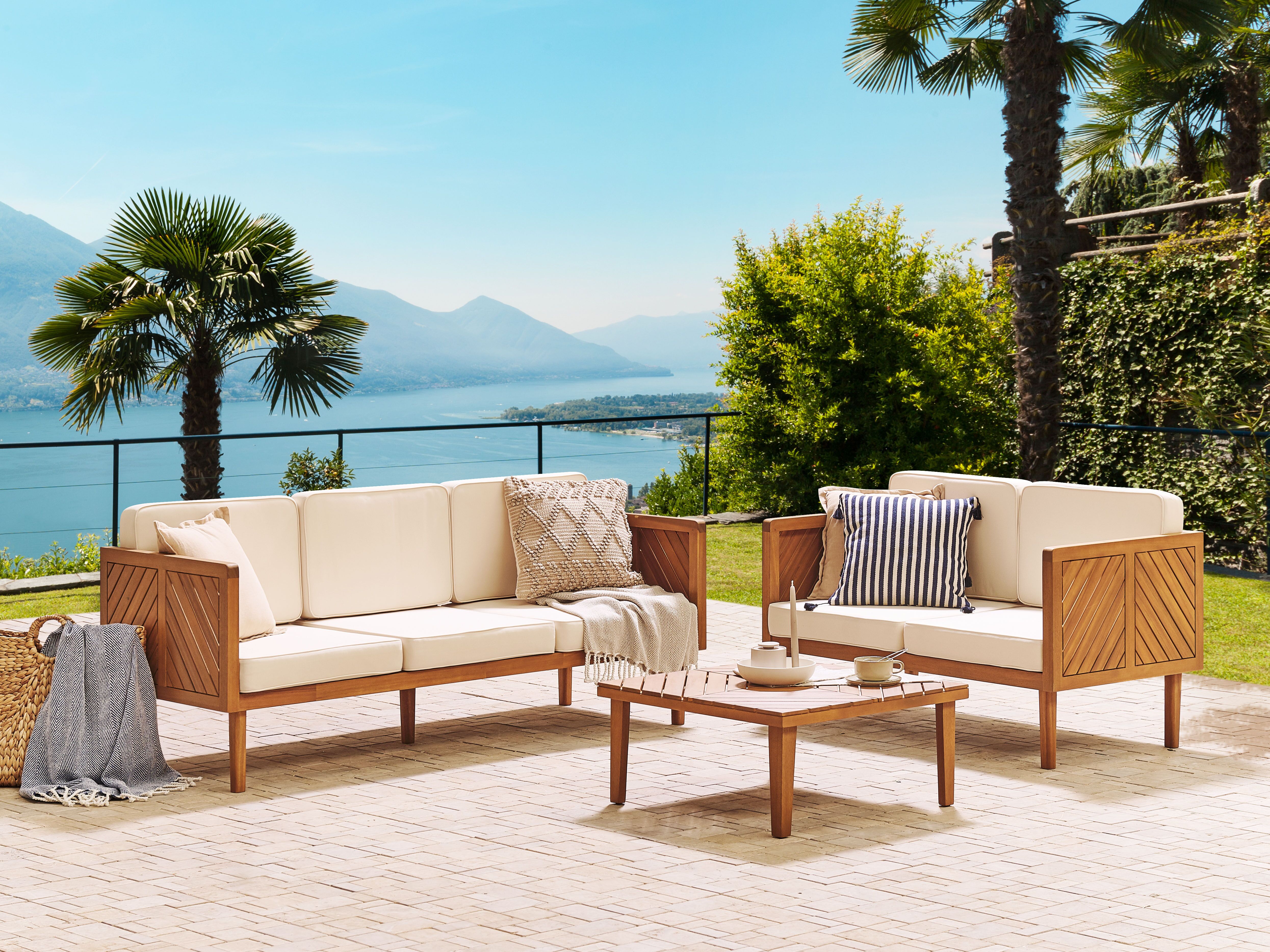 Garden Sofa 3 Seater BARATTI Acacia Wood Brown